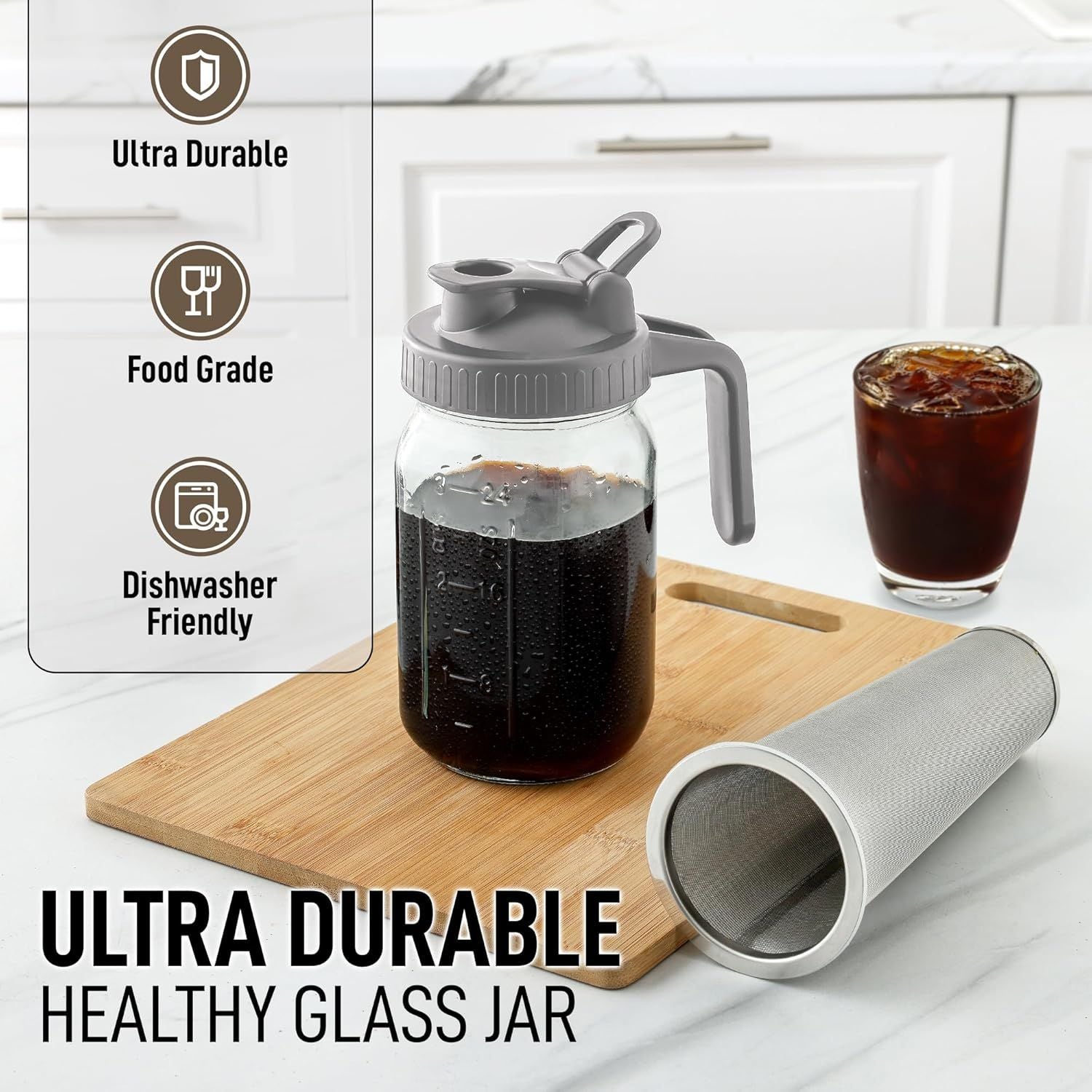 Ultra Durable Healthy Glass Jar by Zulay Kitchen