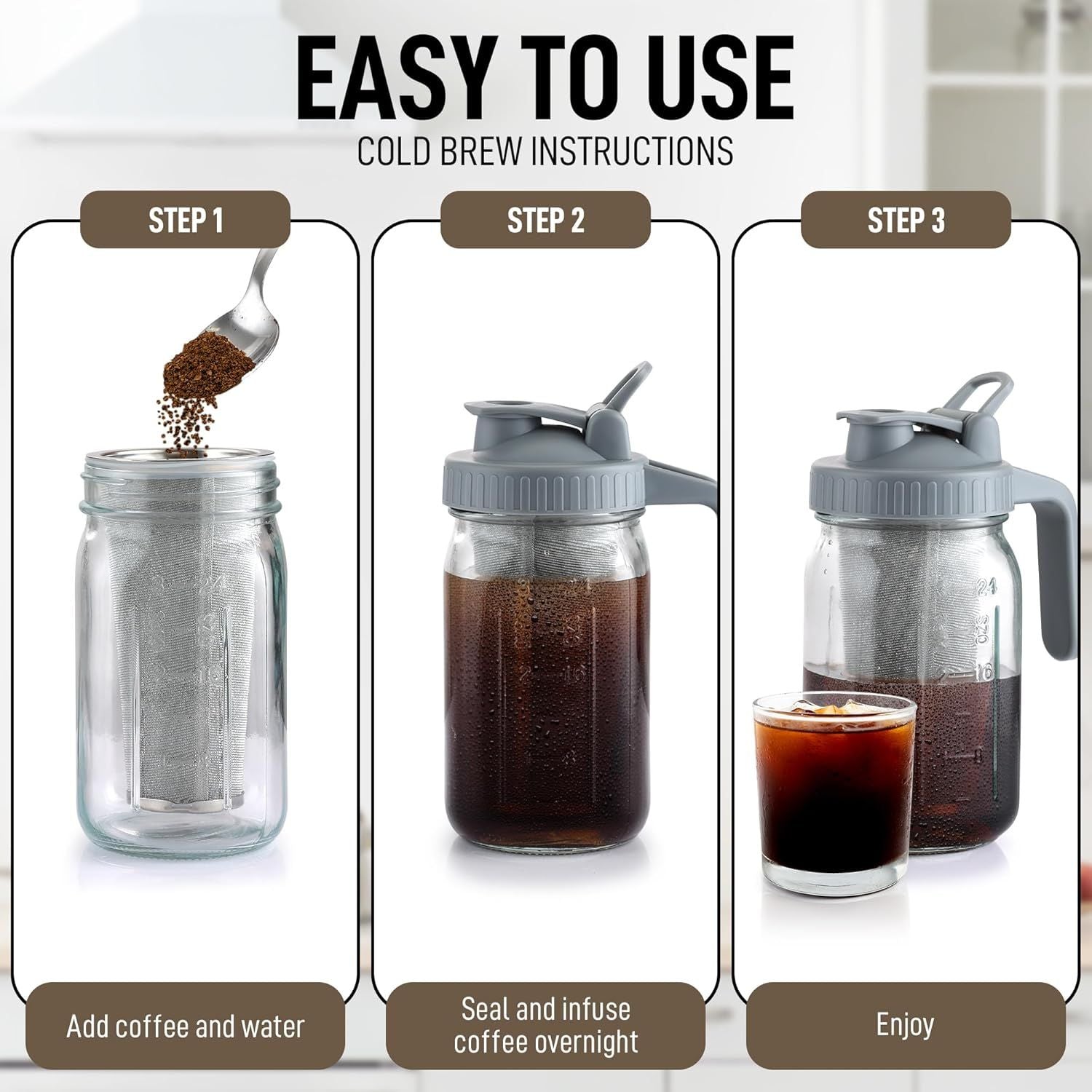 Easy to Use Cold Brew Coffee Maker by Zulay Kitchen