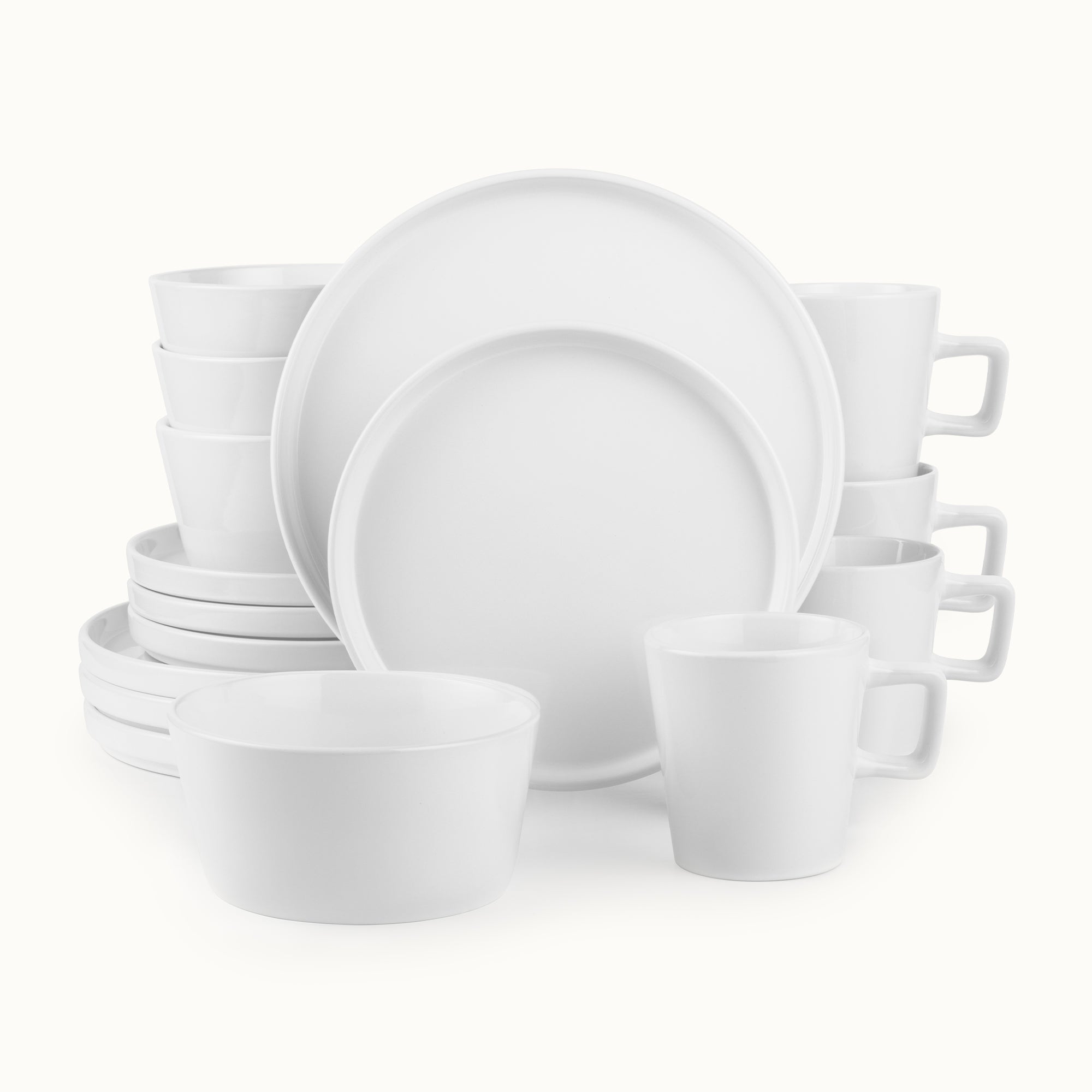Zulay Kitchen White Stoneware Dinner Set 16 Piece