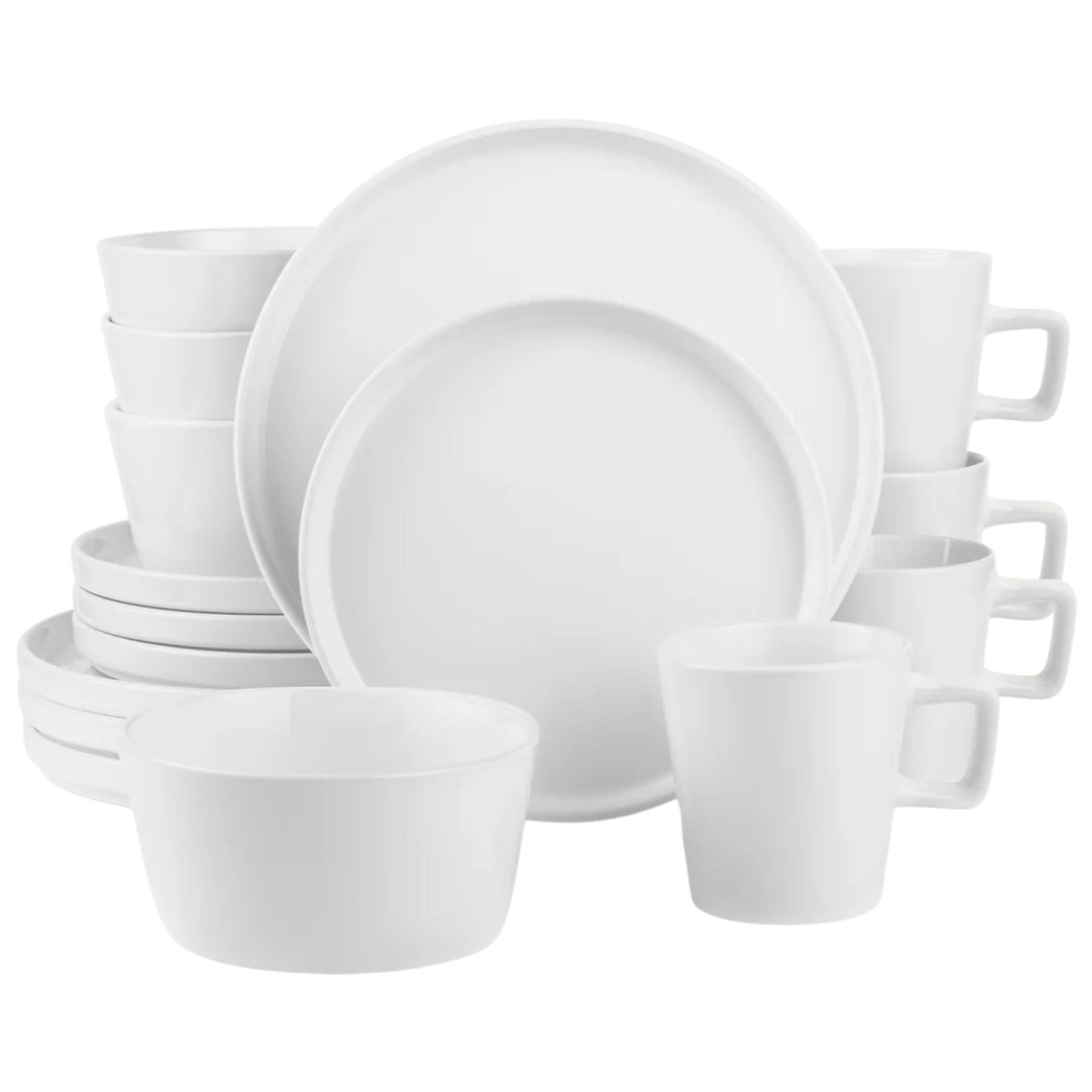 Zulay Kitchen White Stoneware Dinner Set 16 Piece
