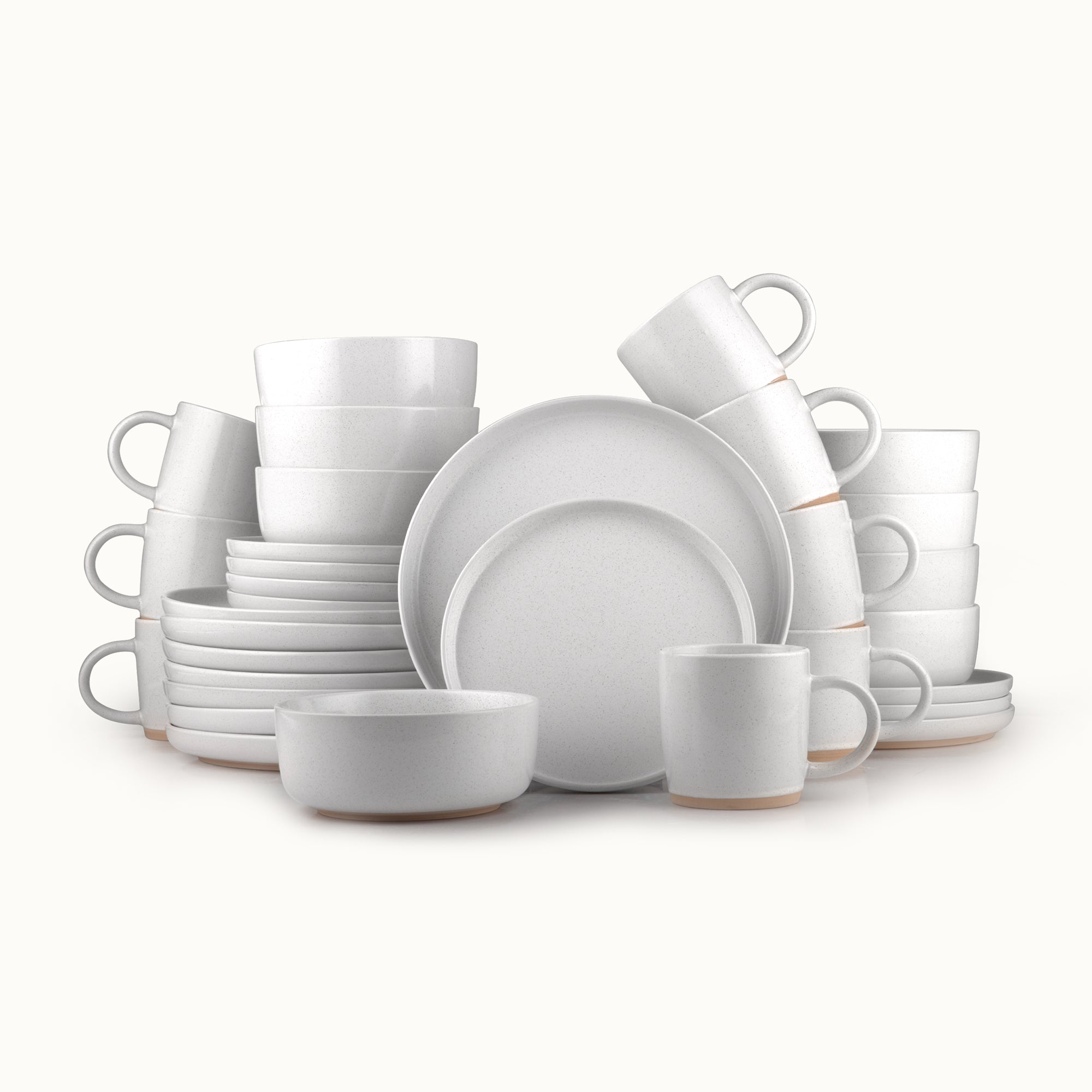 Zulay Kitchen Speckled White Stoneware Dinner Set 32 Piece