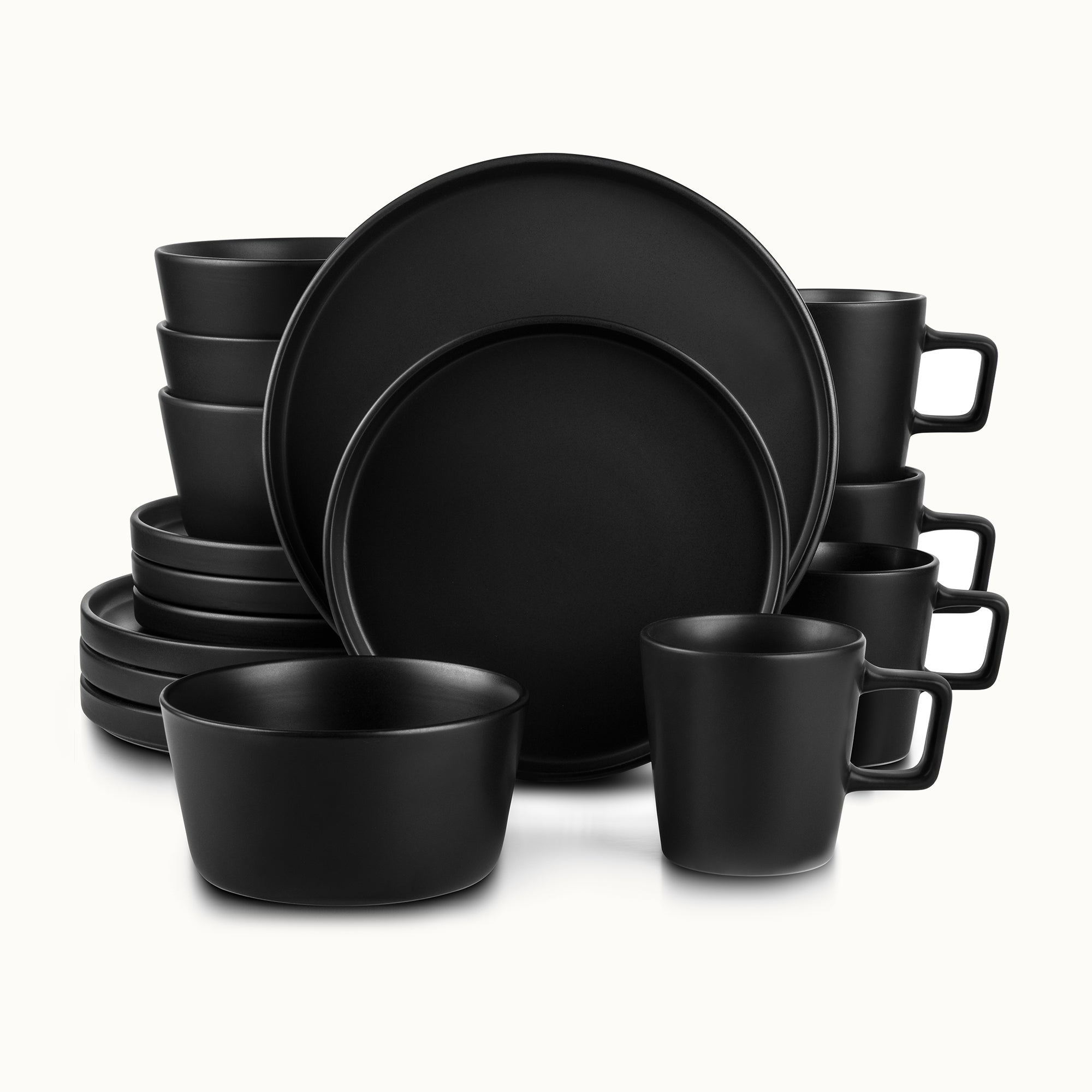 Zulay Kitchen Black Stoneware Dinner Set 16 Piece