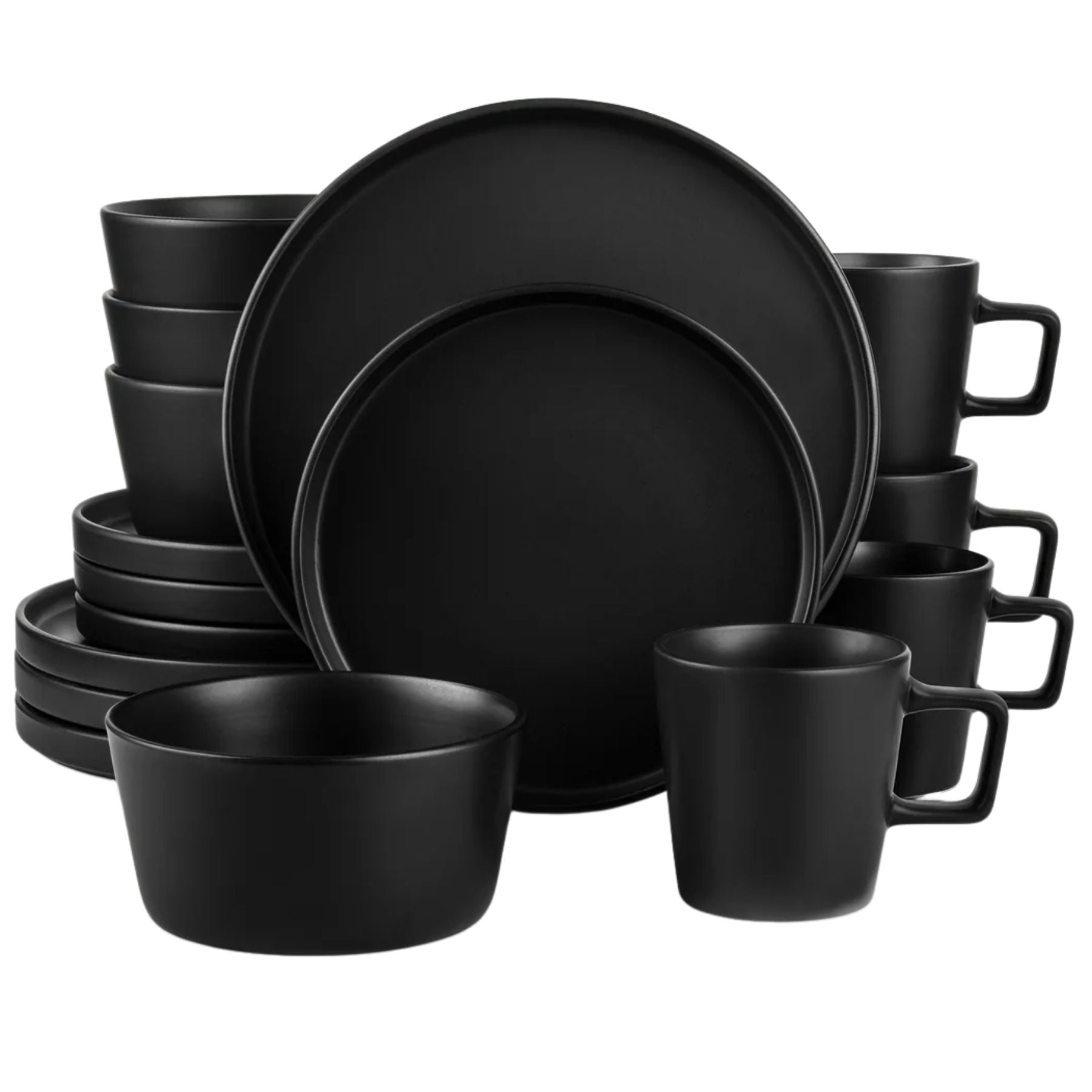 Zulay Kitchen Black Stoneware Dinner Set 16 Piece