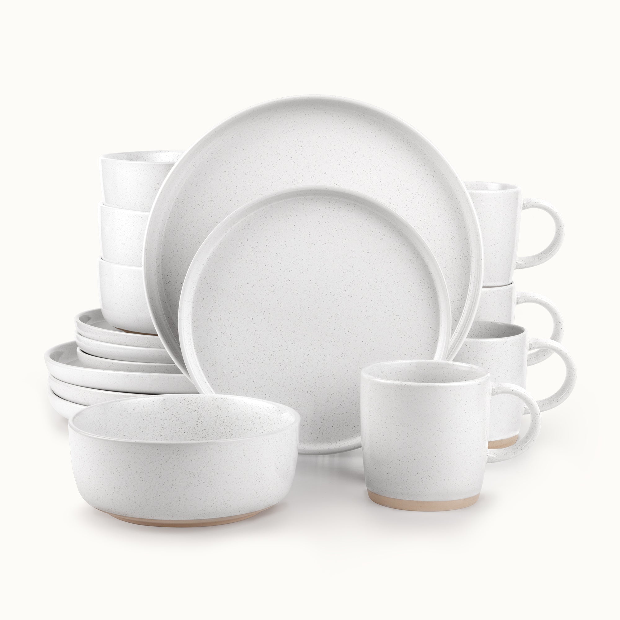 Zulay Kitchen Speckled White Stoneware Dinner Set 16 Piece