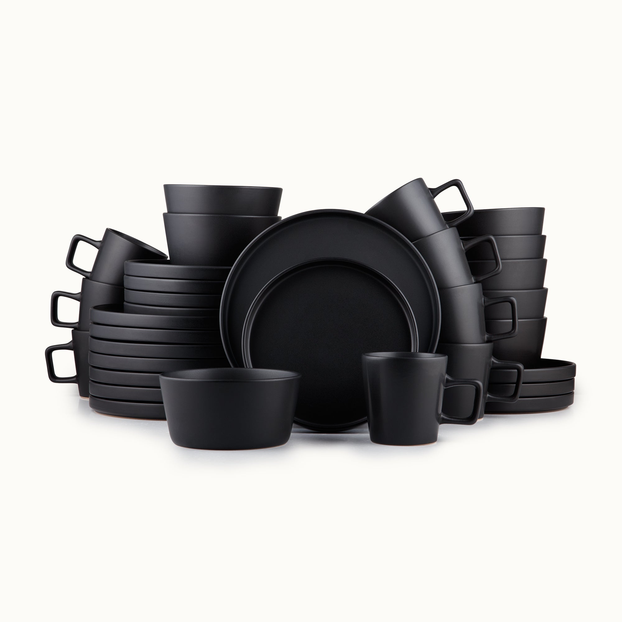 Zulay Kitchen Black Stoneware Dinner Set 32 Piece