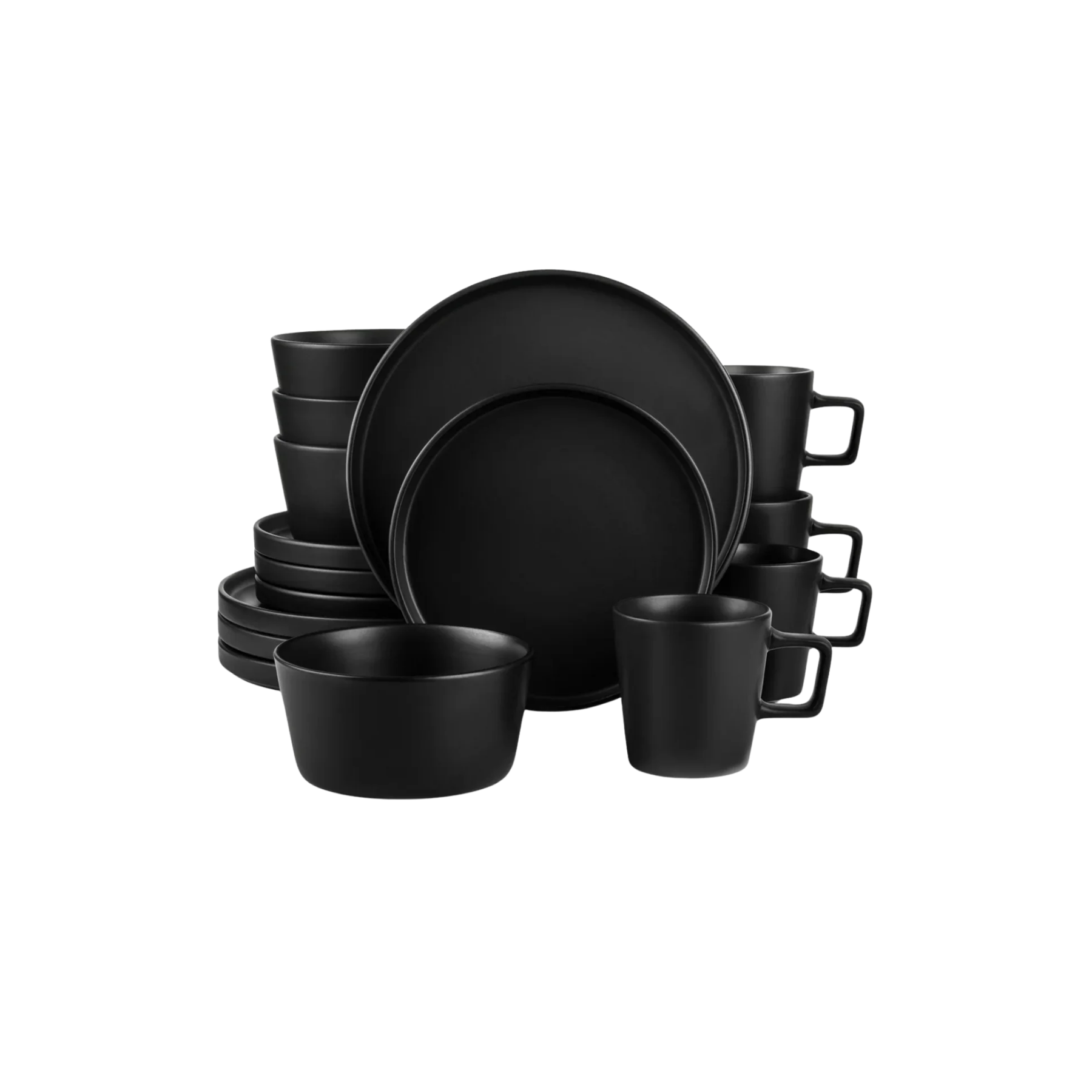 Zulay Kitchen Black Stoneware Dinner Set 16 Piece
