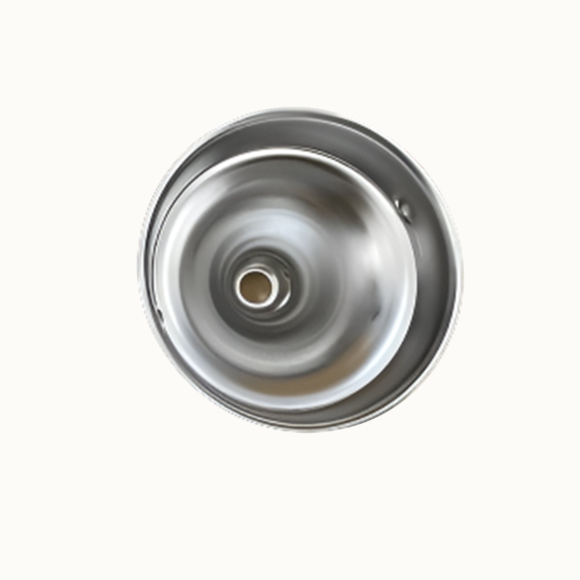 Stainless steel sink basin on a white background