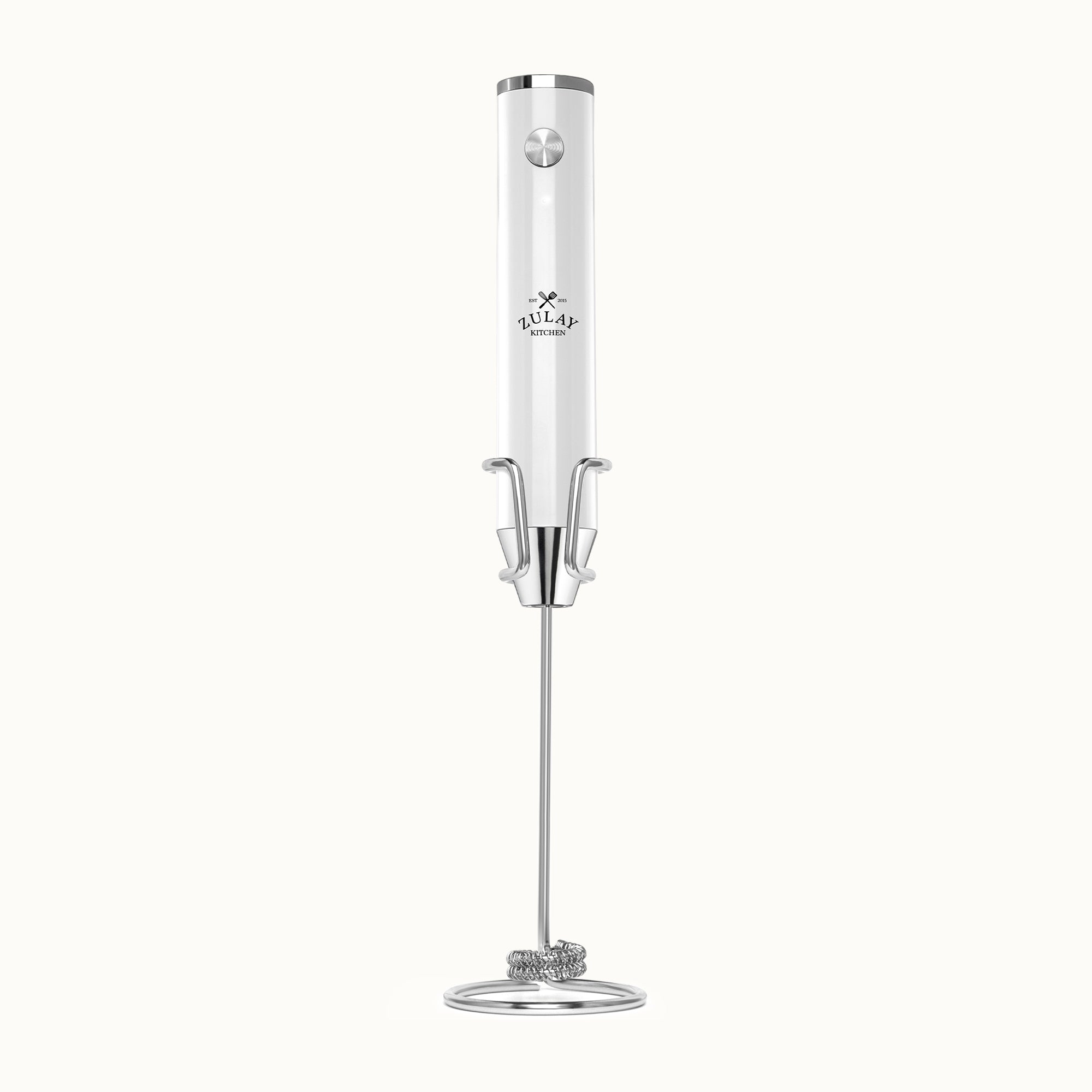 Rechargeable Milk Frother with Stand - Dual-Speed & Waterproof Handheld Electric Mixer - Zulay Kitchen