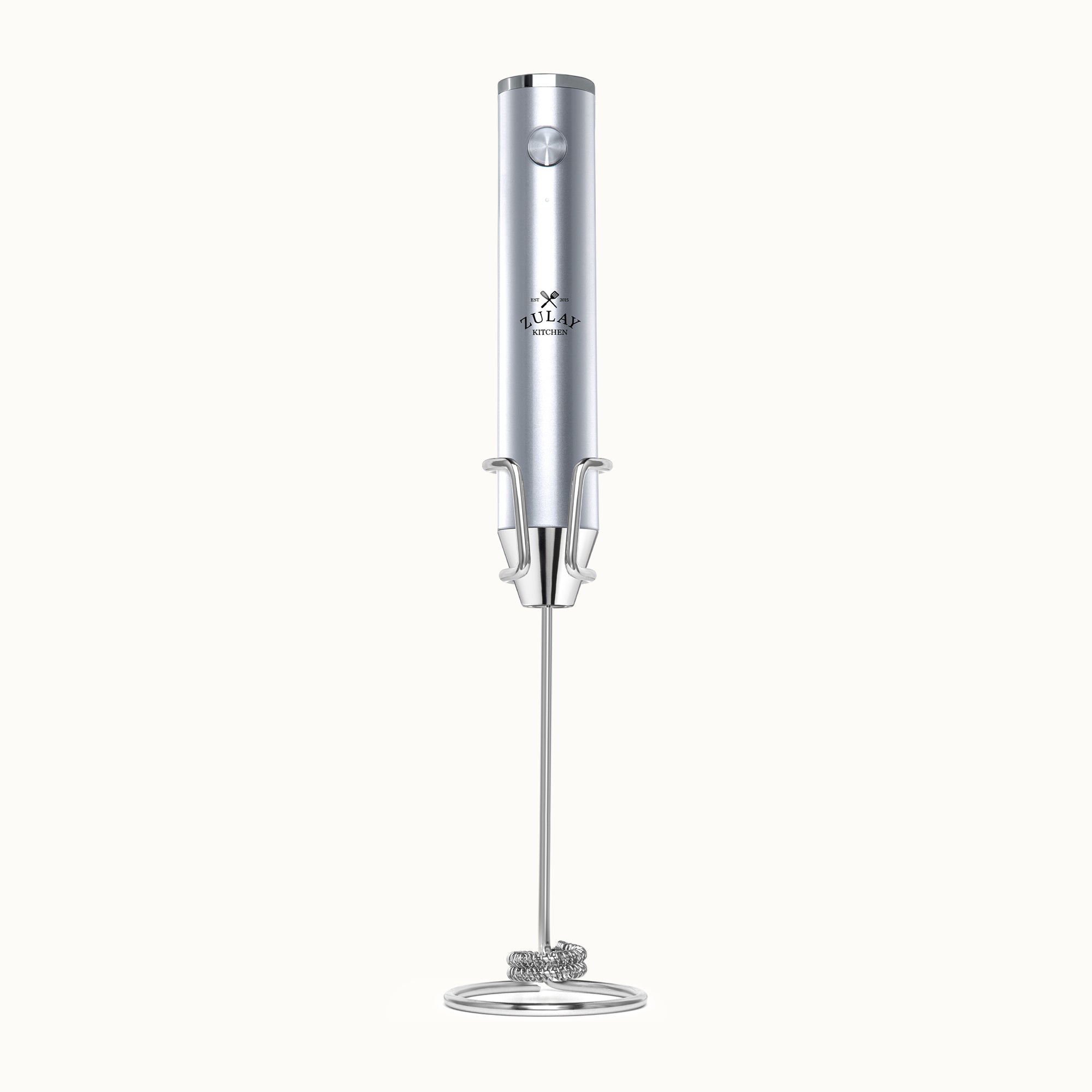 Rechargeable Milk Frother with Stand - Dual-Speed & Waterproof Handheld Electric Mixer - Zulay Kitchen