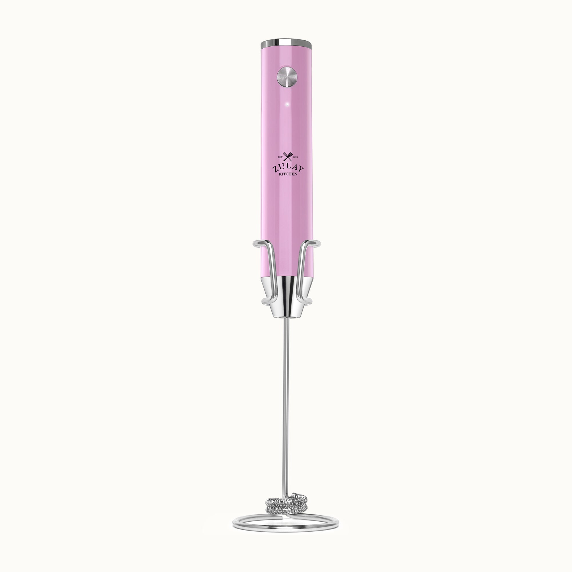 Rechargeable Milk Frother with Stand - Dual-Speed & Waterproof Handheld Electric Mixer - Zulay Kitchen