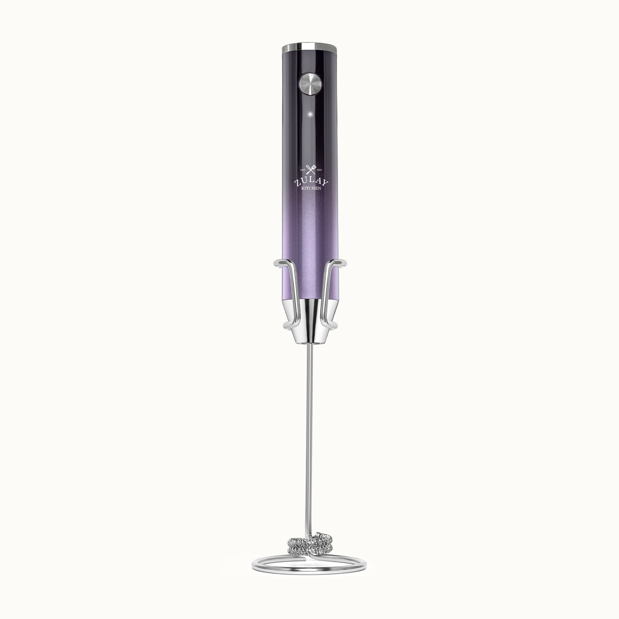 Rechargeable Milk Frother with Stand - Dual-Speed & Waterproof Handheld Electric Mixer - Zulay Kitchen