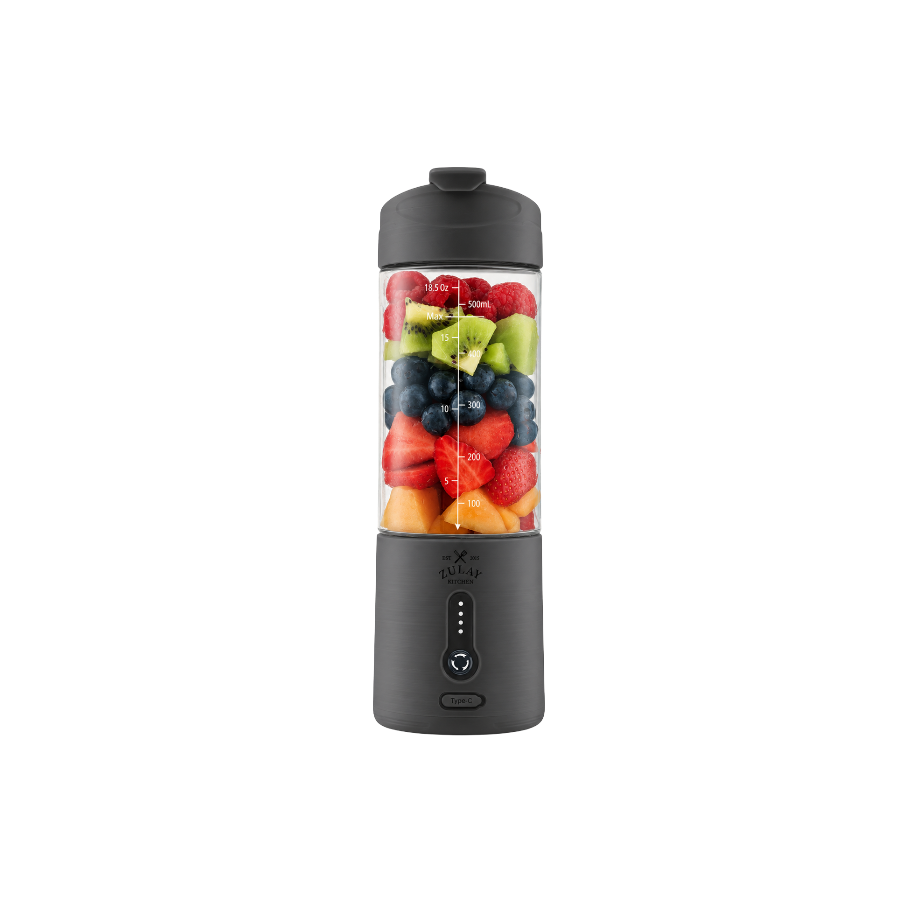 Personal Blender - 18oz Rechargeable Blender that Crushes Ice-Dark Silver by Zulay Kitchen
