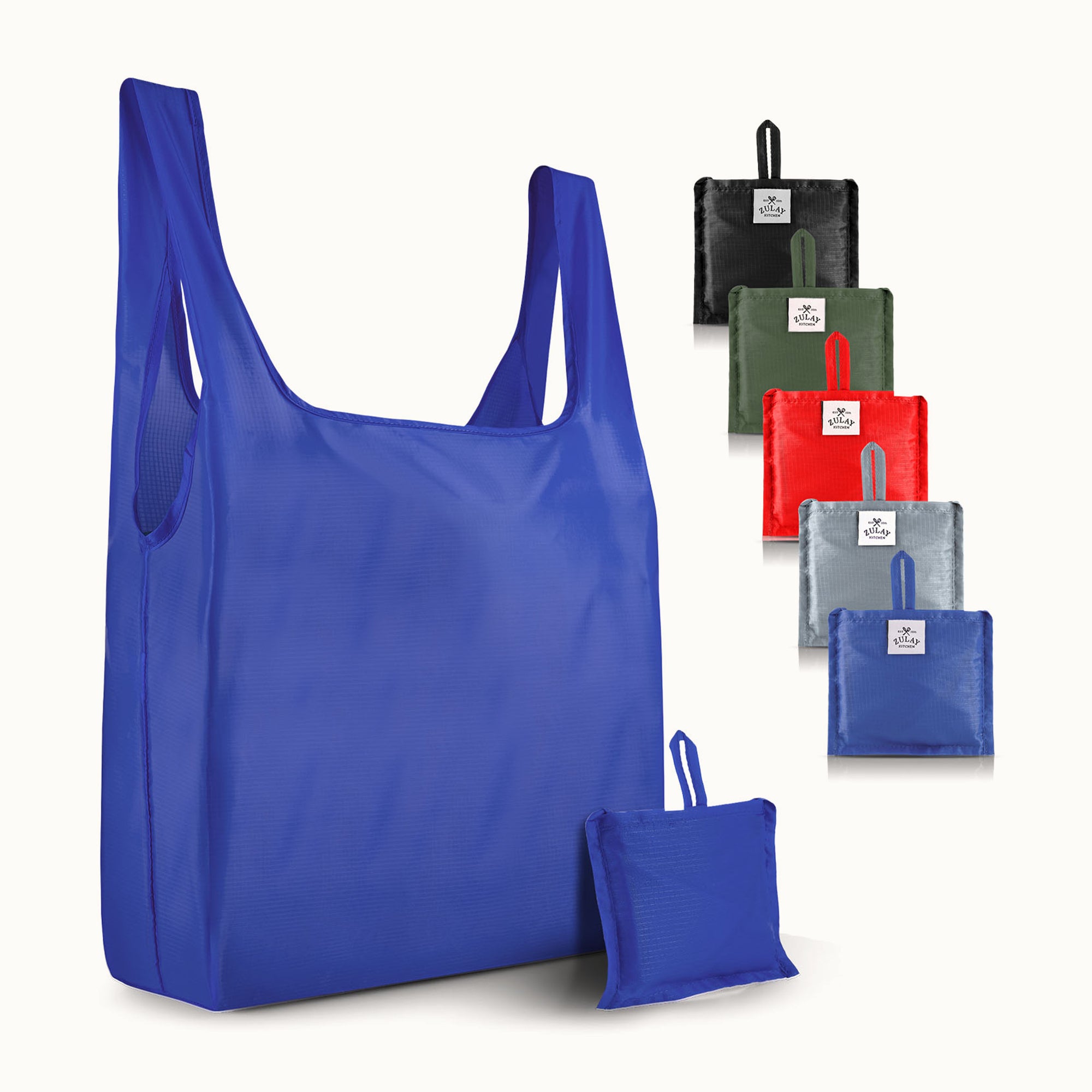 Reusable Grocery Bags - 5 Pack Black Green Gray Red and Teal by Zulay Kitchen