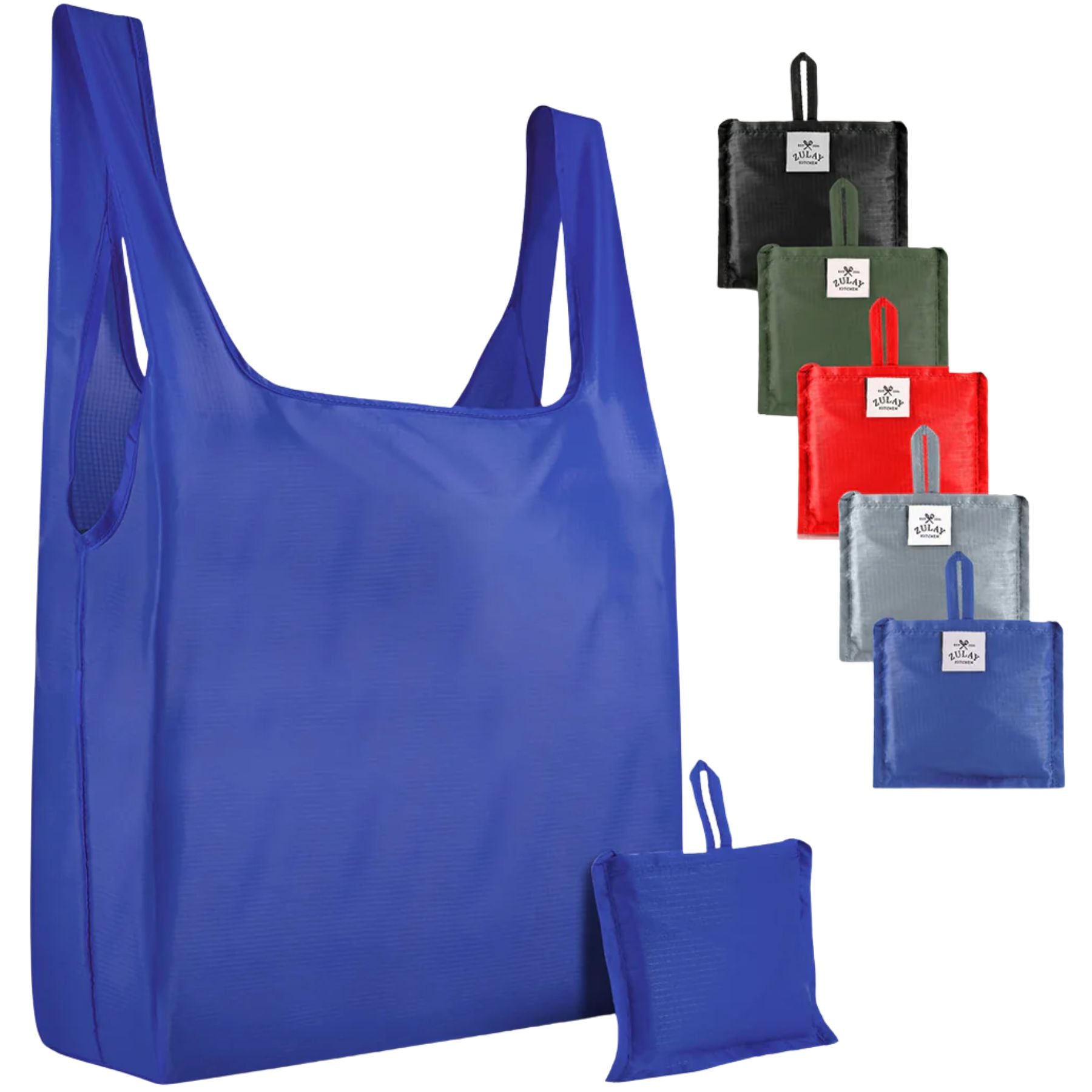 Reusable Grocery Bags - 5 Pack Black Green Gray Red and Teal by Zulay Kitchen