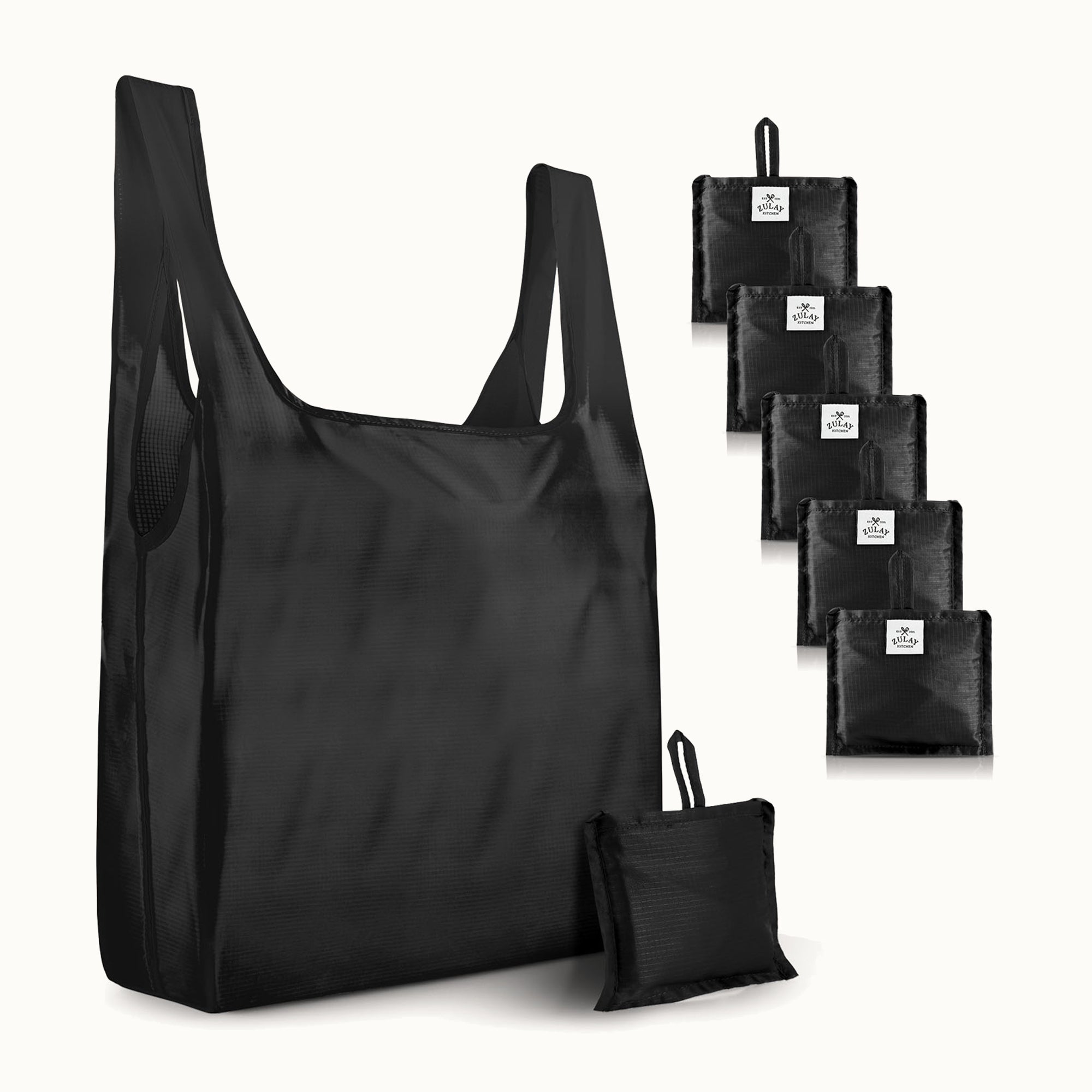 Reusable Grocery Bags - 5 Pack-Black by Zulay Kitchen