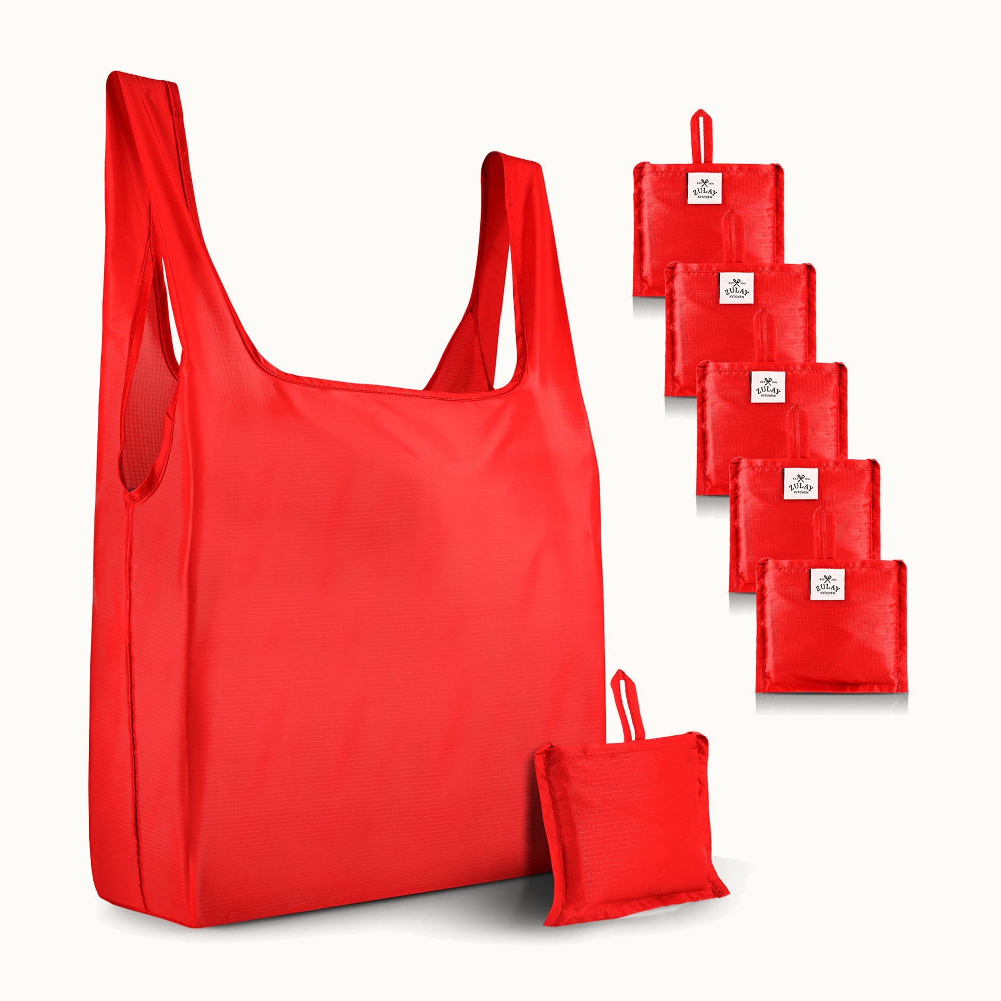 Reusable Grocery Bags - 5 Pack-Red by Zulay Kitchen