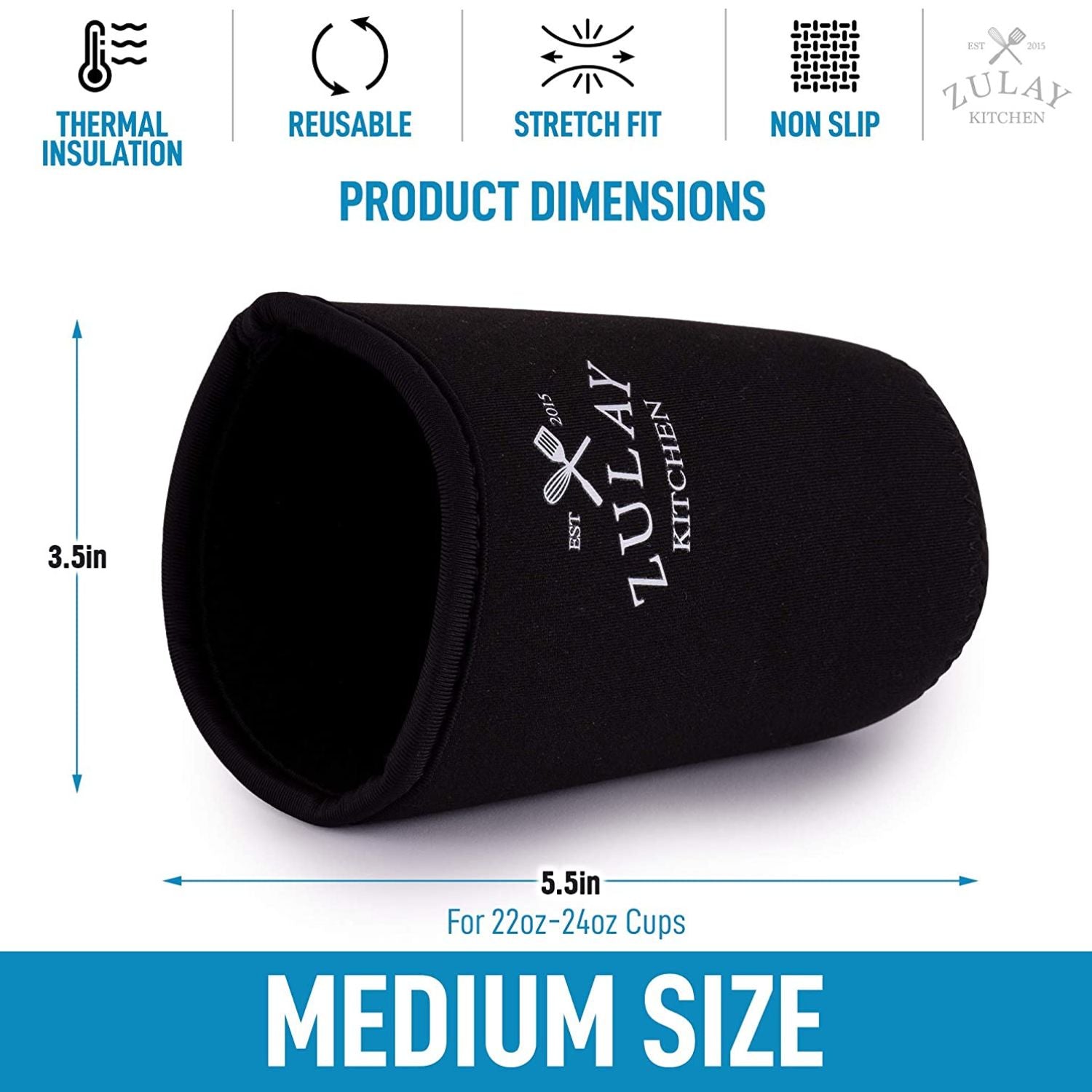 High Quality Reusable Iced Coffee Sleeve by Zulay Kitchen