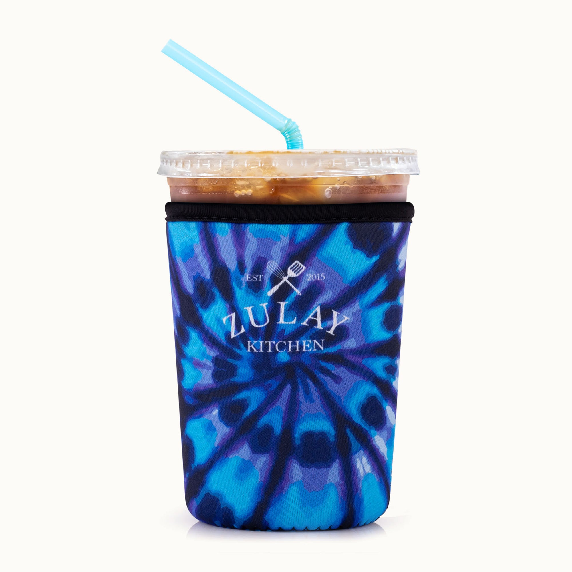 Reusable Iced Coffee Sleeve Blue Tie Dye by Zulay Kitchen