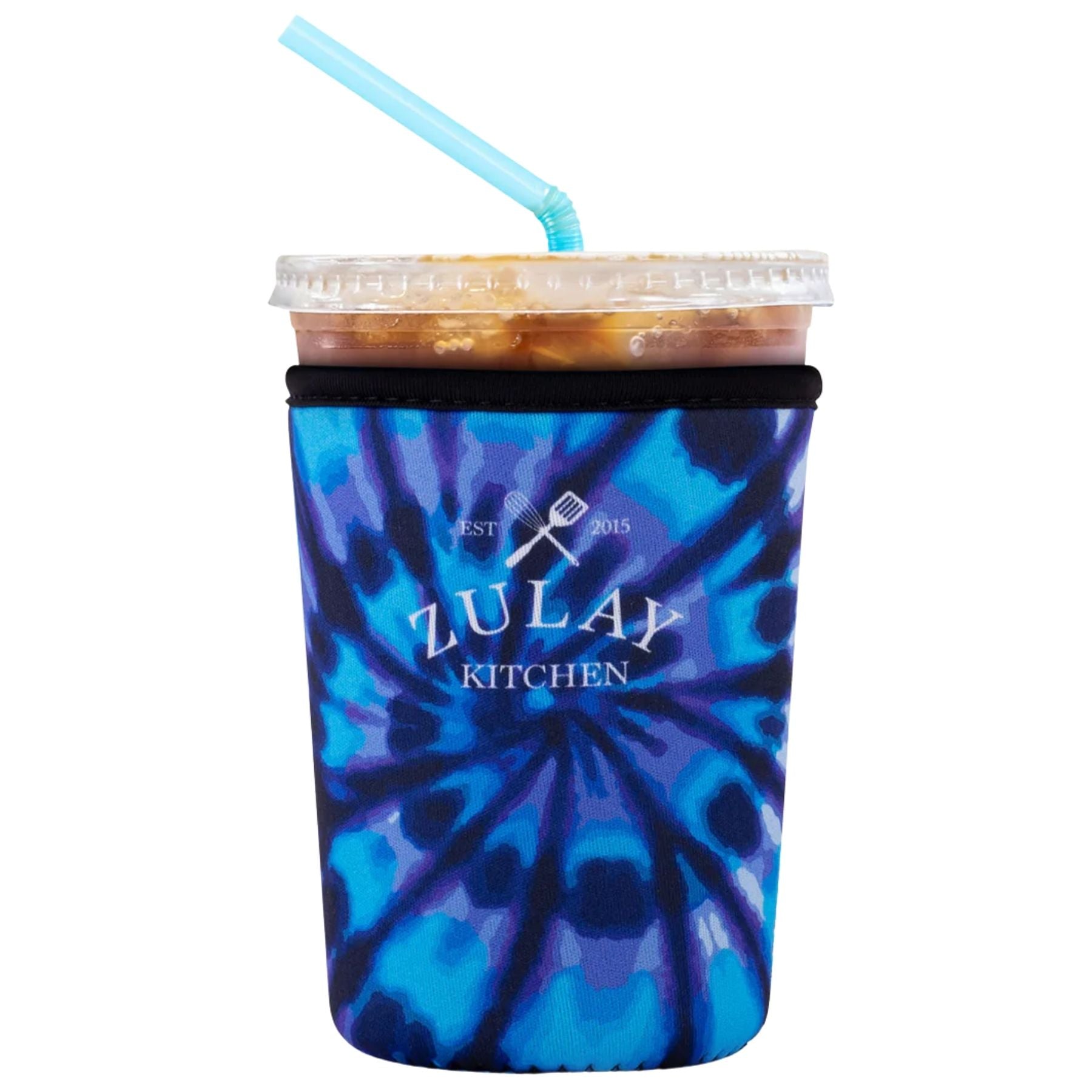 Reusable Iced Coffee Sleeve Blue Tie Dye by Zulay Kitchen