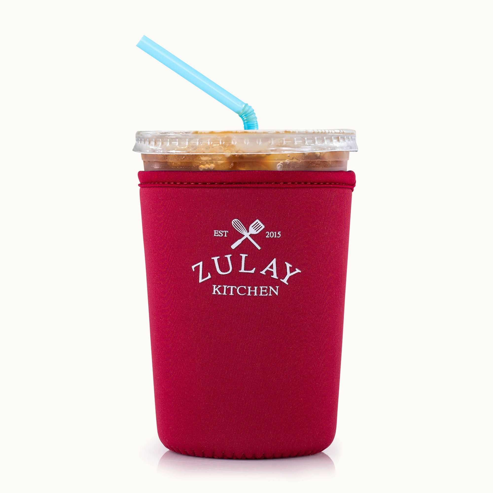 Reusable Iced Coffee Sleeve Maroon Sleeve by Zulay Kitchen