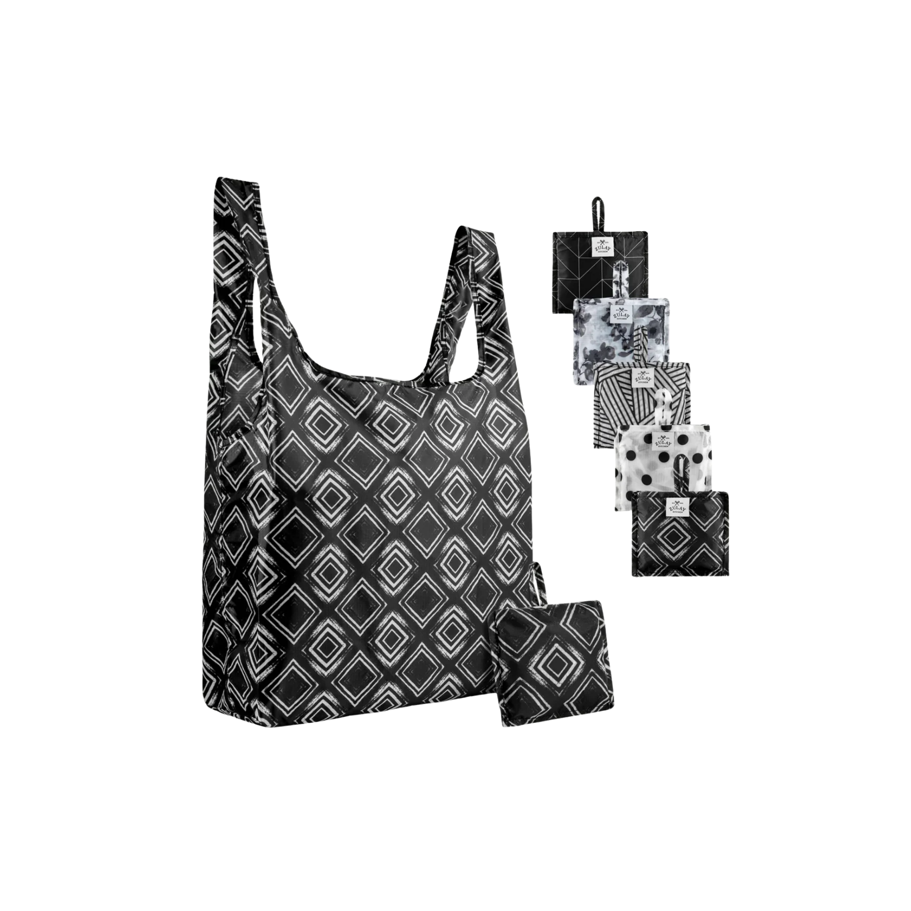 Reusable Grocery Bags - 5 Pack Black and White Patterns by Zulay Kitchen