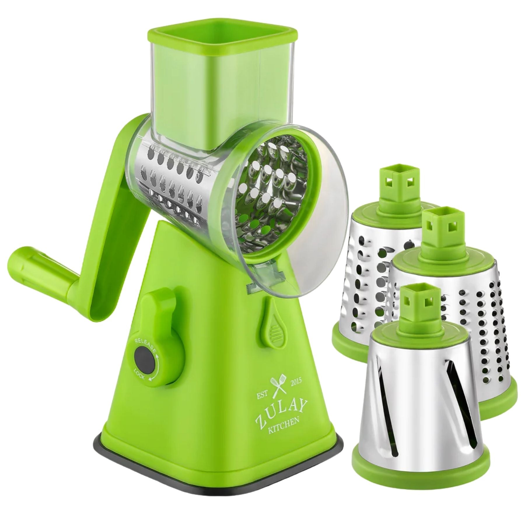 Rotary Cheese Grater with 3 Interchangeable Blades - Light Green by Zulay Kitchen