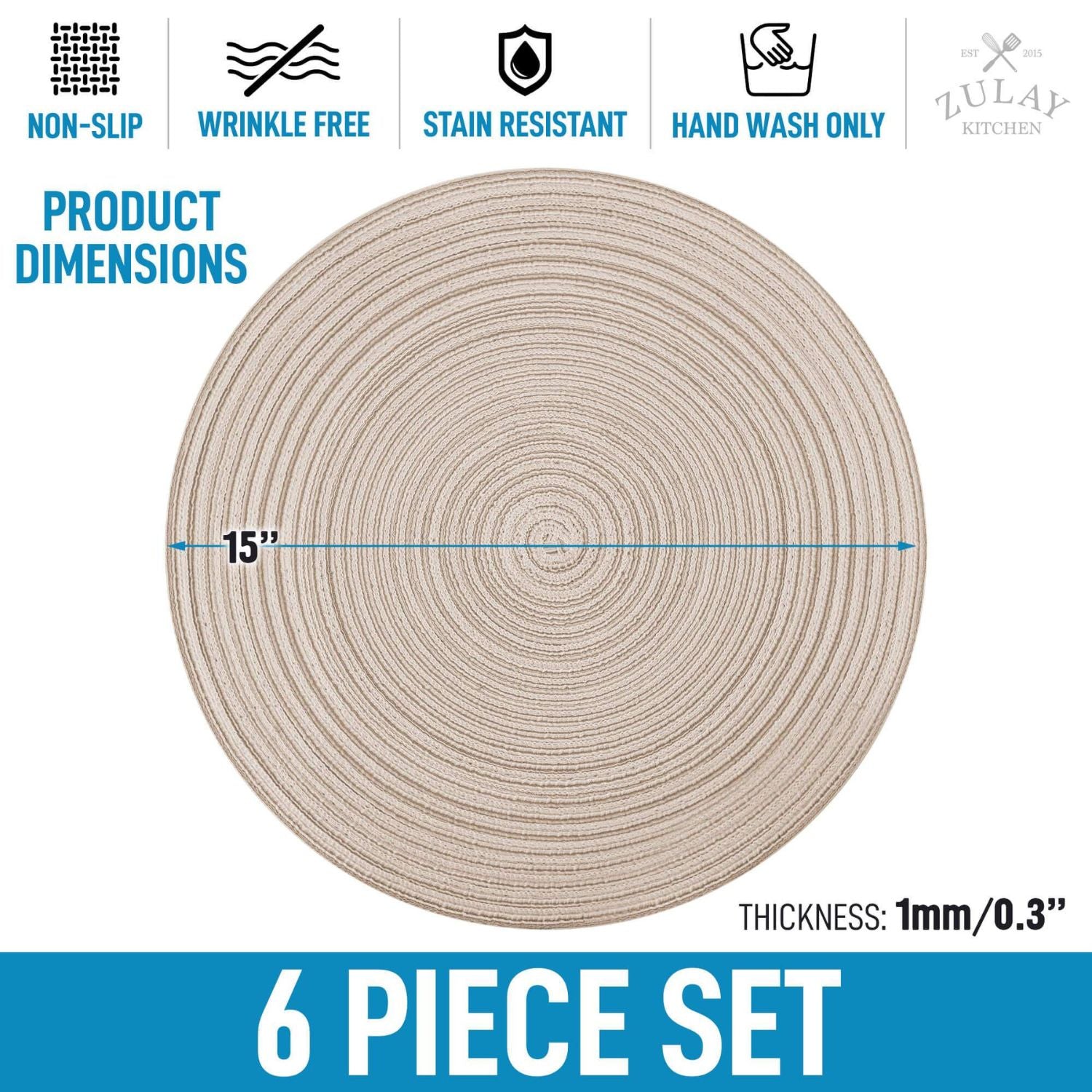 Round Placemats Set of 6 by Zulay Kitchen