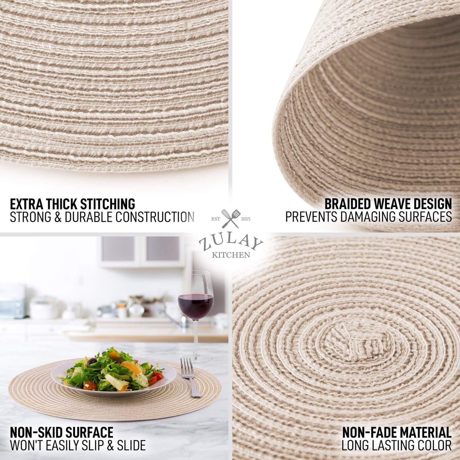 Elegant Braided Weave Design Placemats by Zulay Kitchen