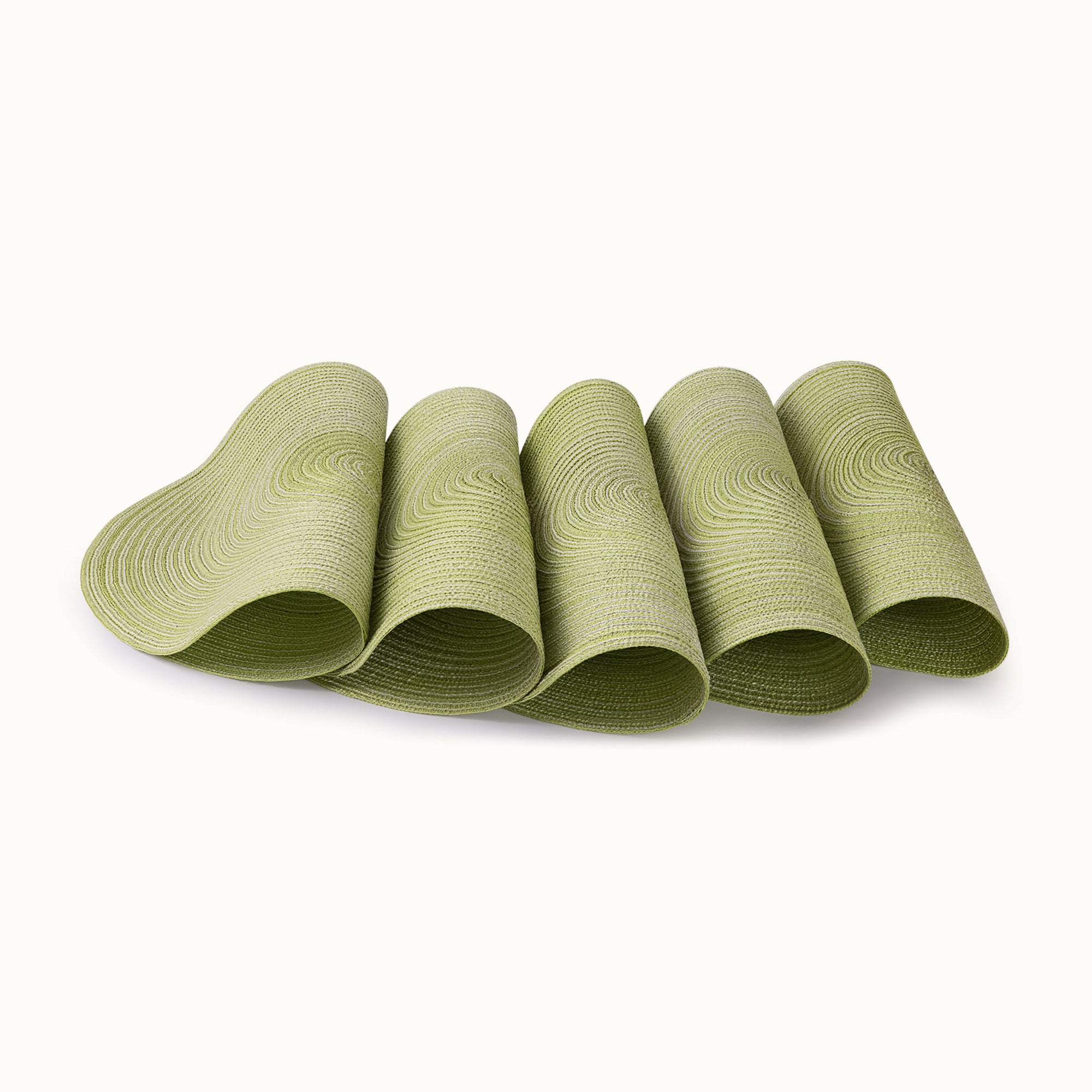 Round Braided Placemats - Set of 6 Green by Zulay Kitchen