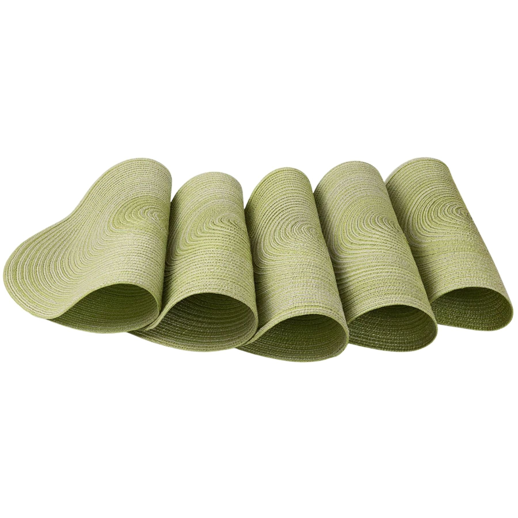 Round Braided Placemats - Set of 6 Green by Zulay Kitchen