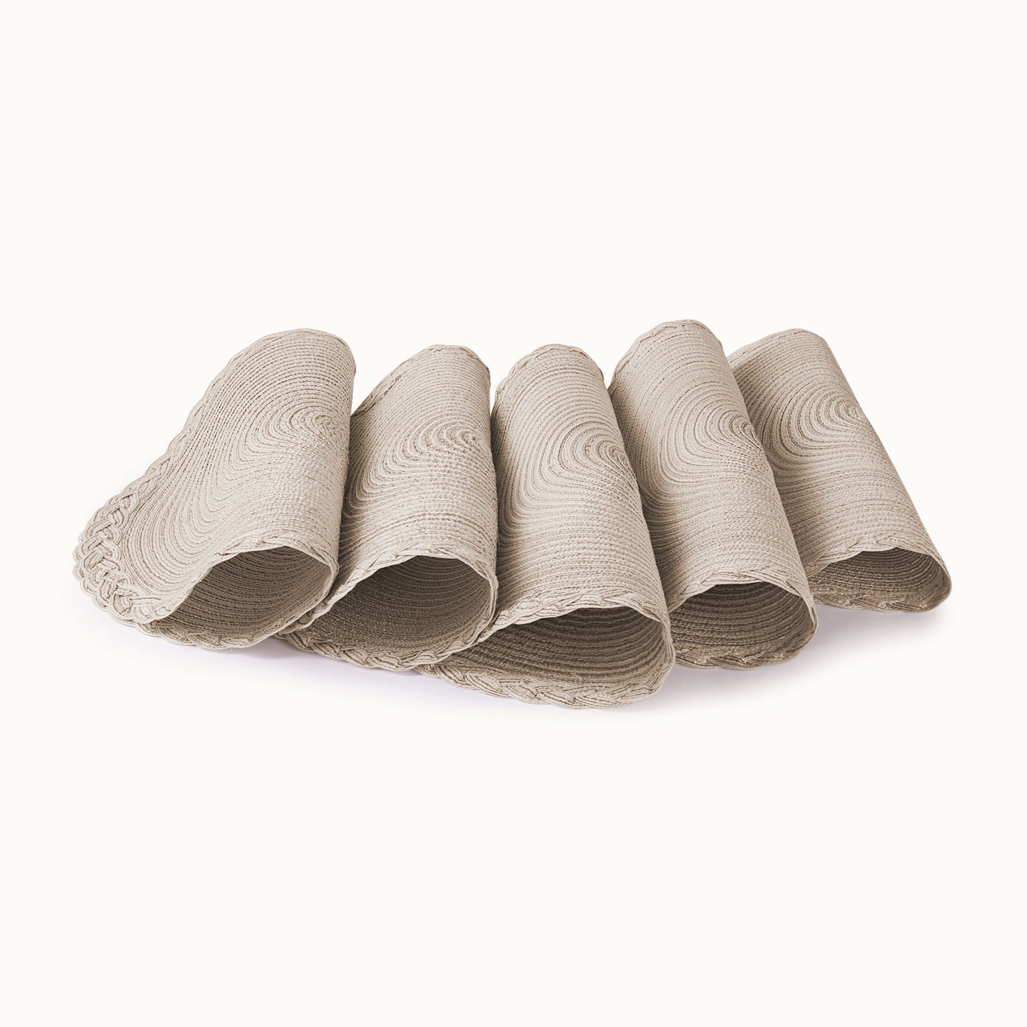 Round Braided Placemats - Set of 6-Ivory with Border by Zulay Kitchen