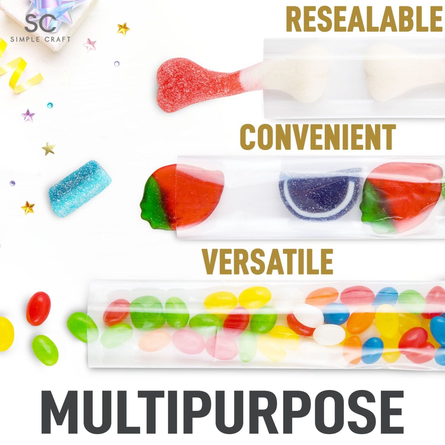 Multipurpose Candy Treat Cellophane Bags by Zulay Kitchen