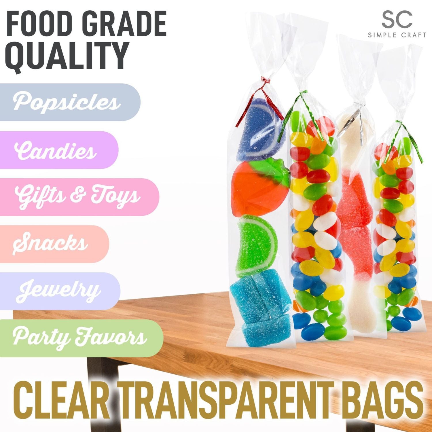 Clear Transparent Candy Treat Cellophane Bags by Zulay Kitchen