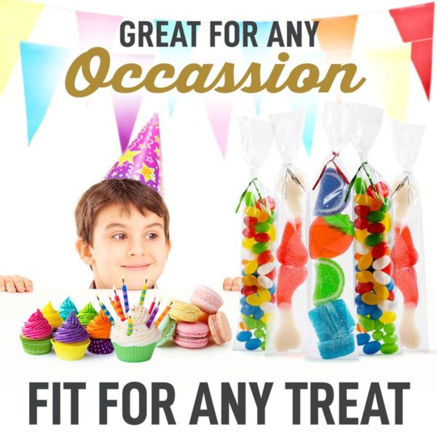 Great For Any Occasion Candy Treat Cellophane Bags by Zulay Kitchen