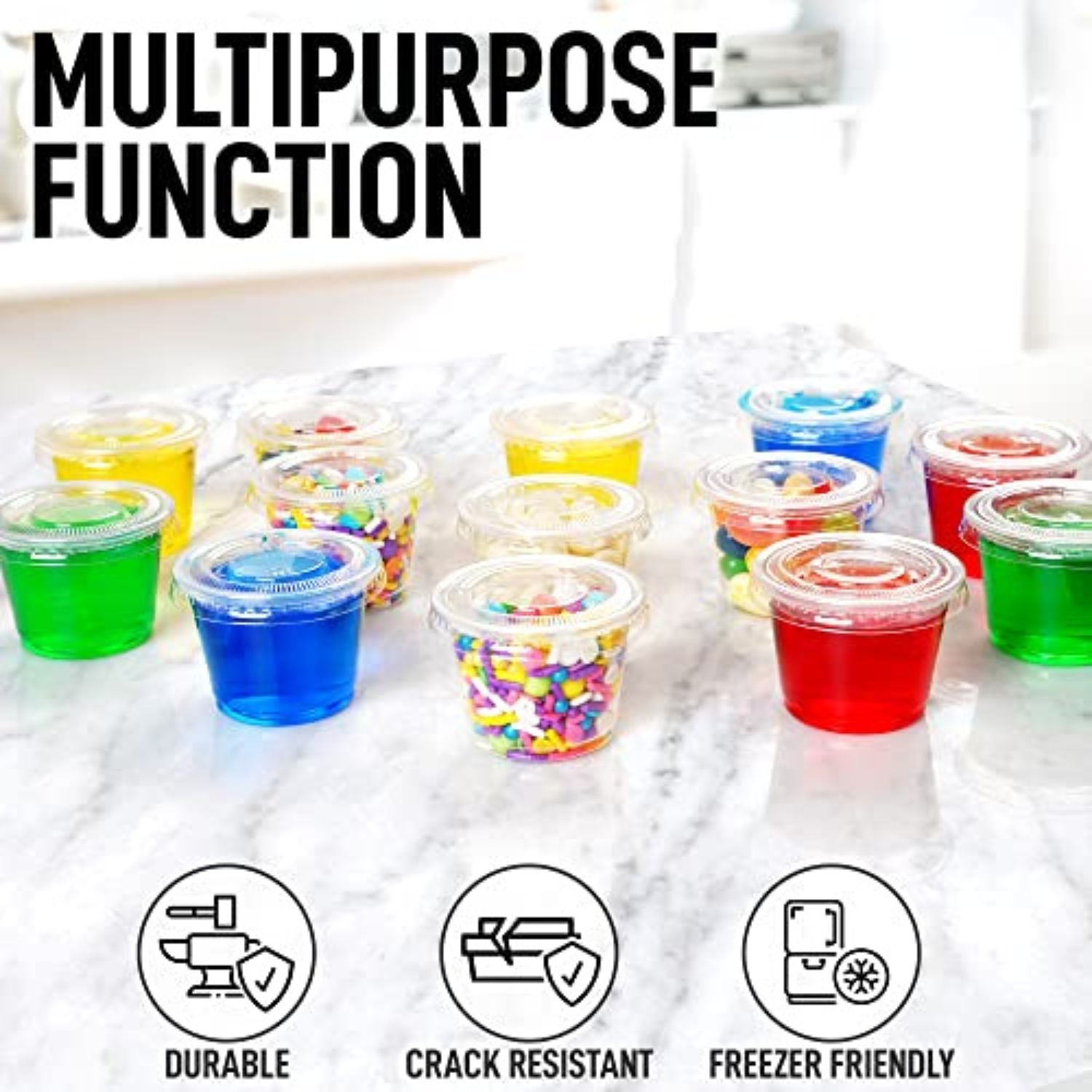 Multipurpose Clear Condiment Cups with Lids by Zulay Home