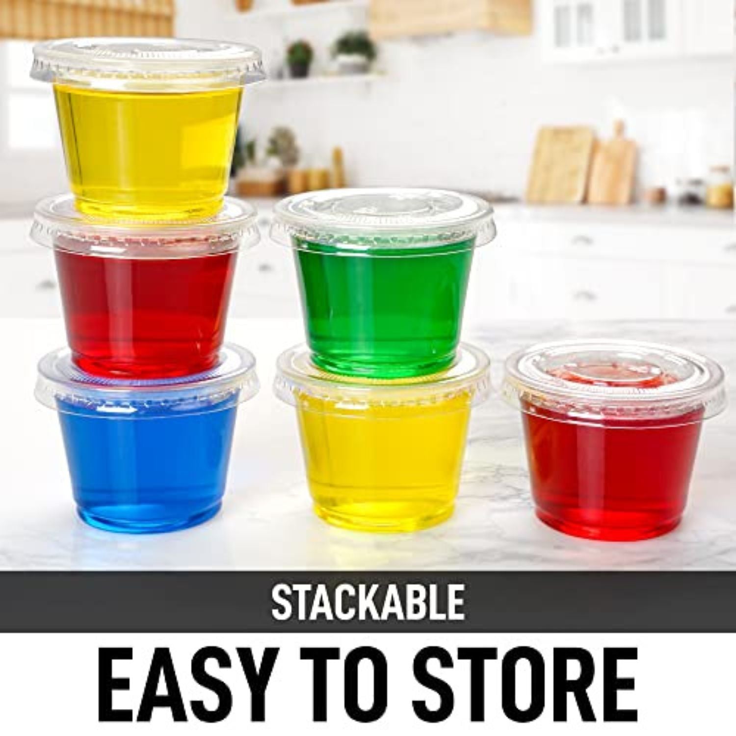 Easy to Store Clear Condiment Cups with Lids by Zulay Home