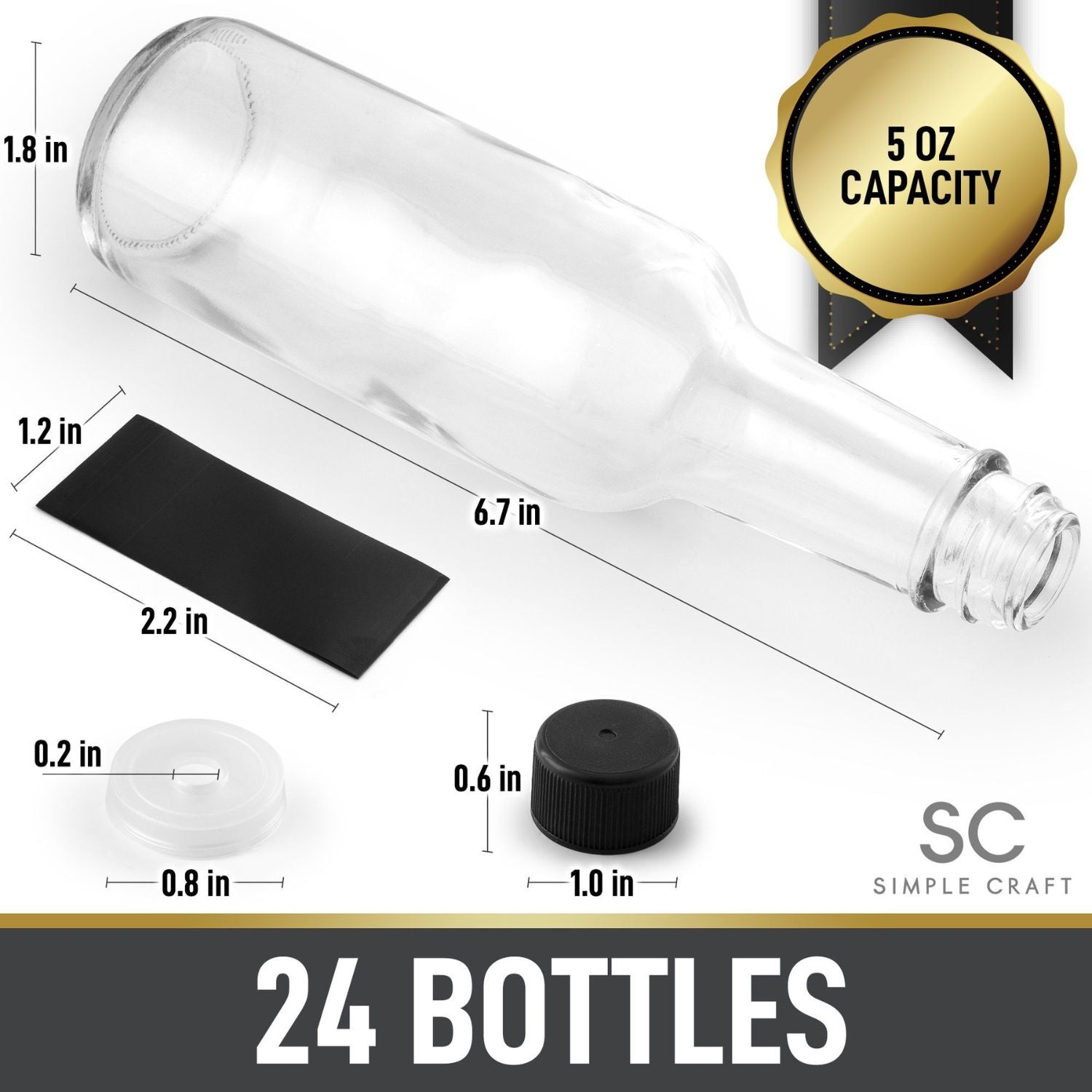 Simple Craft Hot Sauce Glass Bottles - 24 Pieces