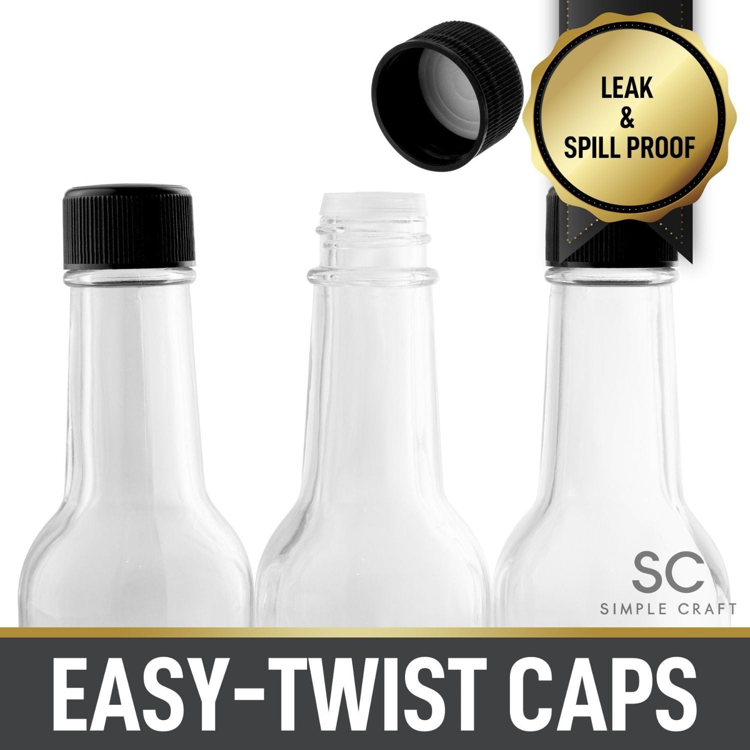 Easy Twist Caps Hot Sauce Glass Bottles by Zulay Kitchen