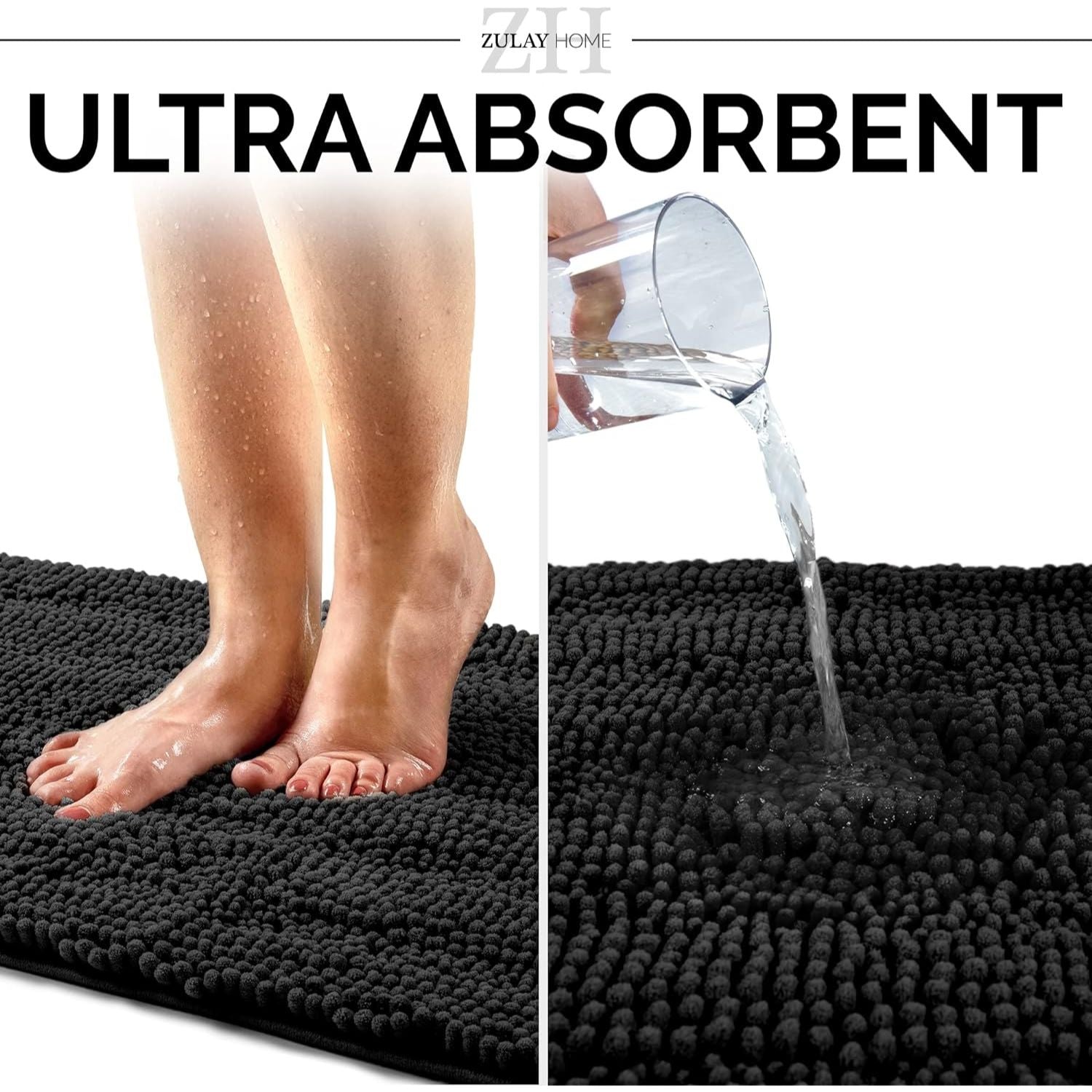 Ultra Absorbent Material Soft Shaggy Bathroom Rug by Zulay Home