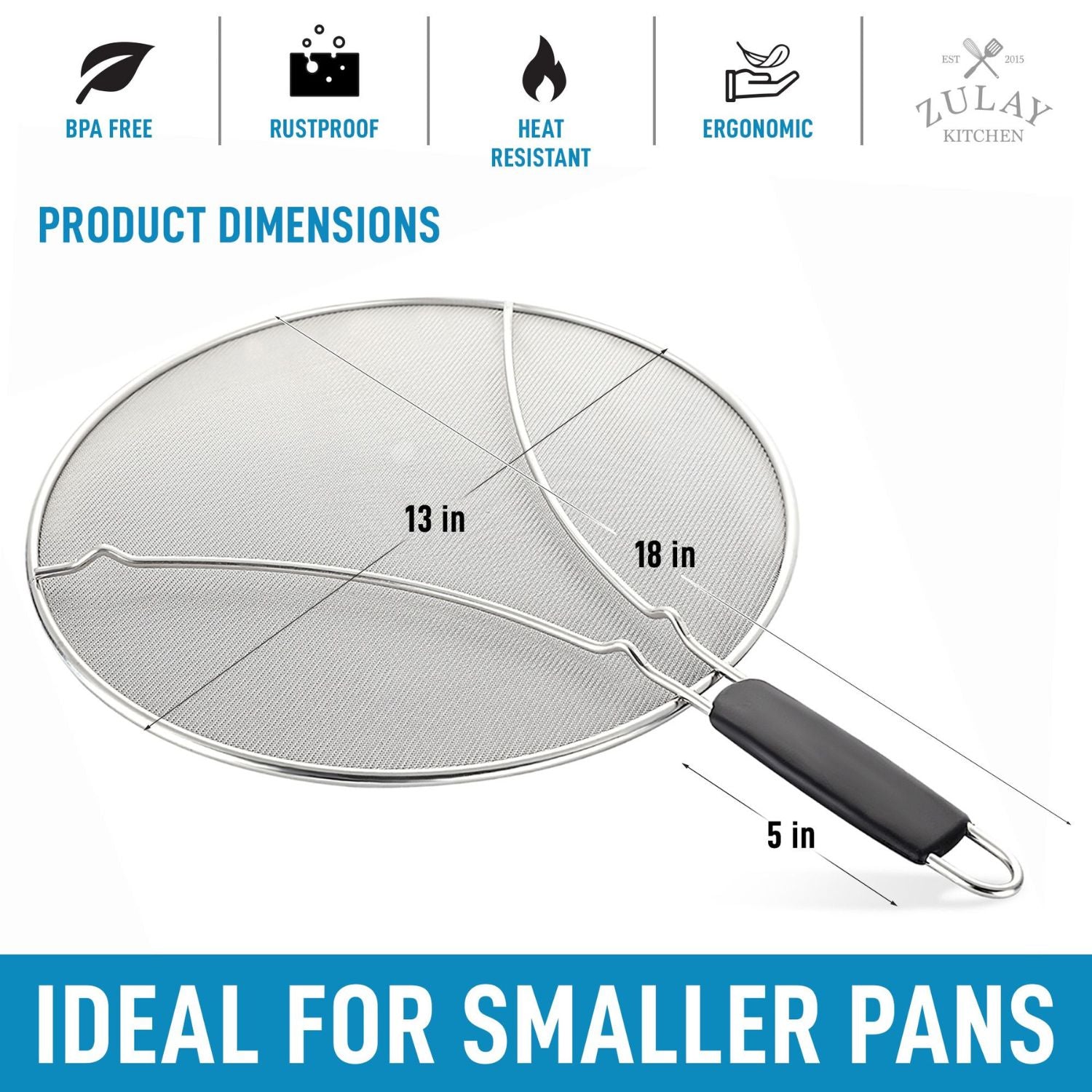 Stainless Steel Grease Splatter Screen - Large 13 inch by Zulay Kitchen