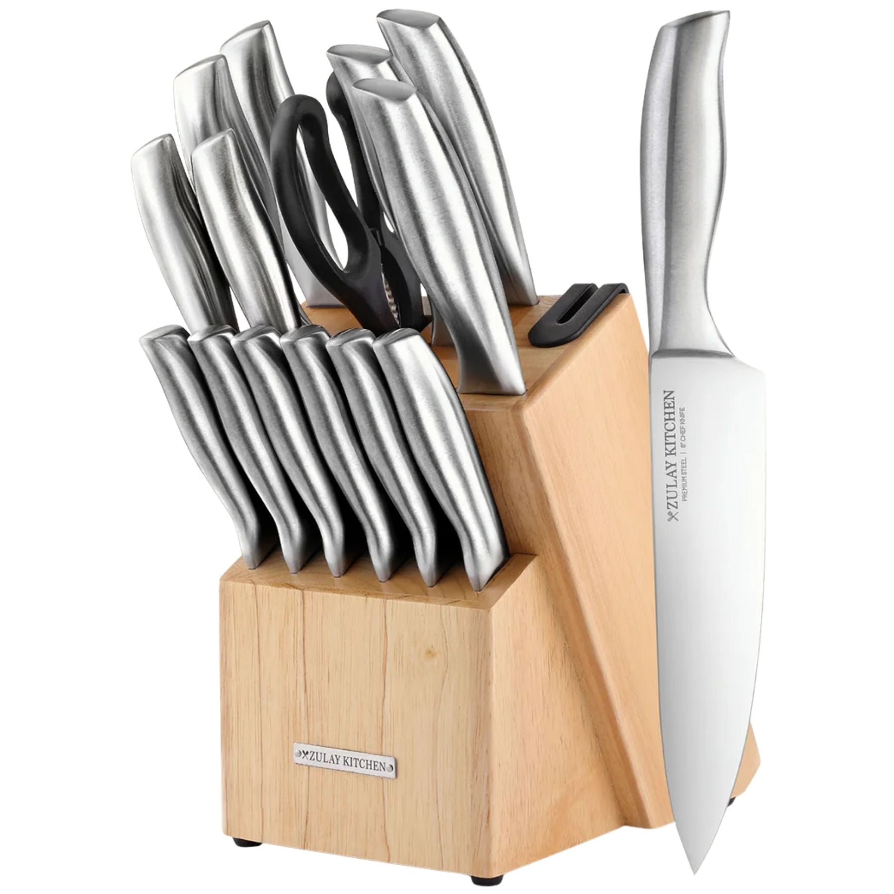 Stainless Steel Kitchen Knife Set 15pc Light Brown by Zulay Kitchen