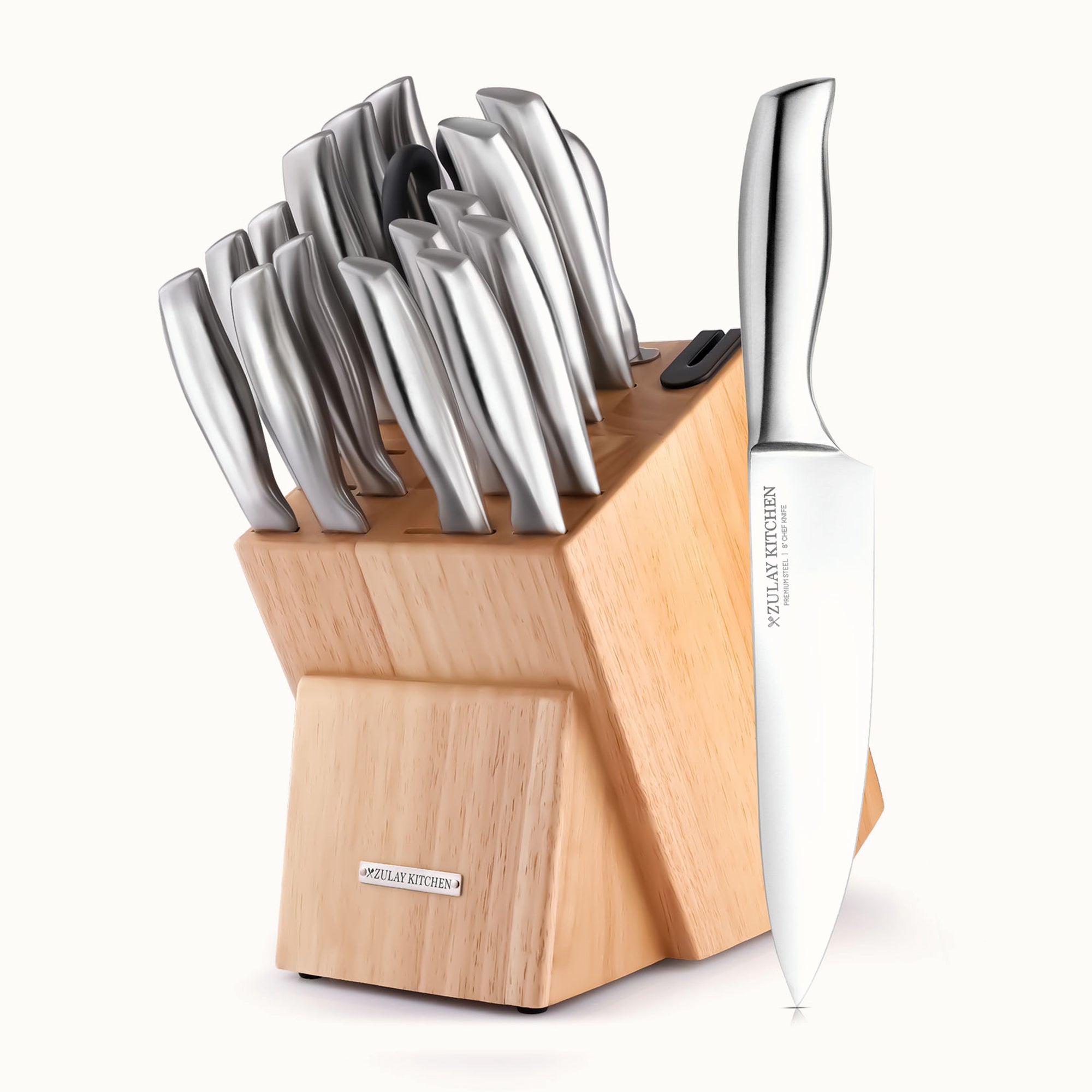 Stainless Steel Kitchen Knife Set 18pc Light Brown by Zulay Kitchen