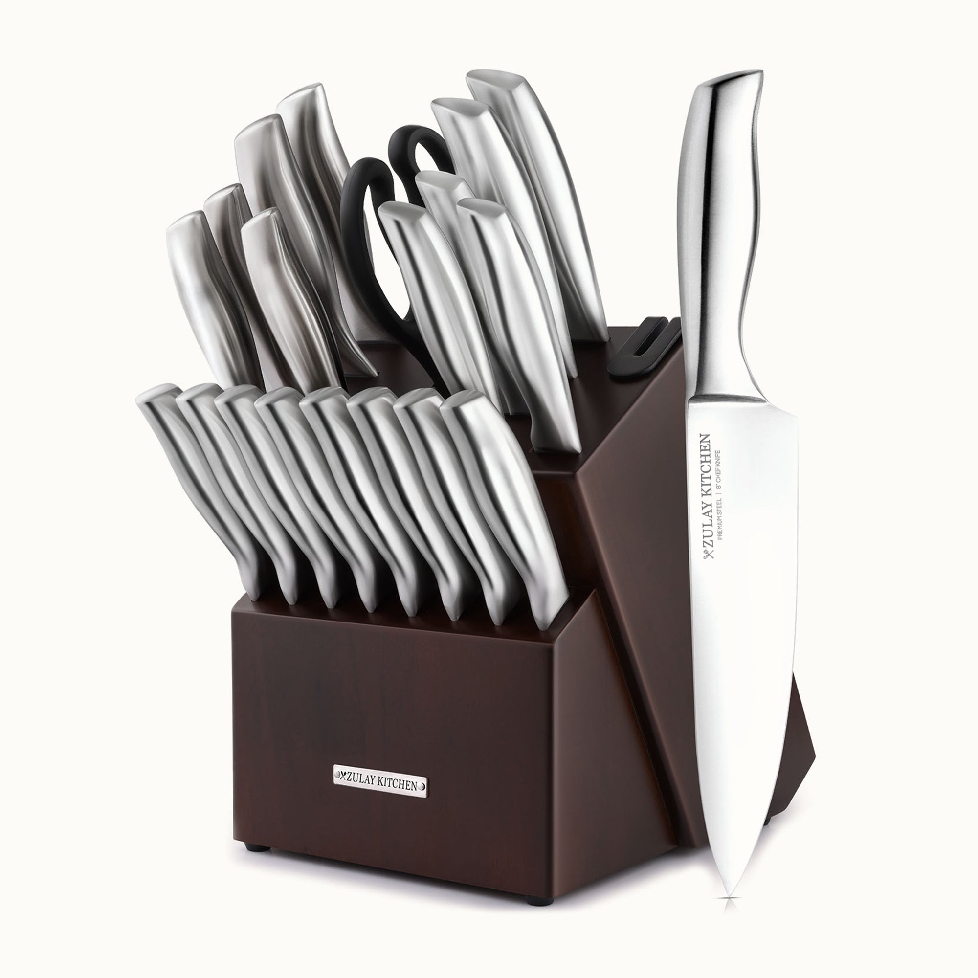 Stainless Steel Kitchen Knife Set 20pc Dark Brown by Zulay Kitchen