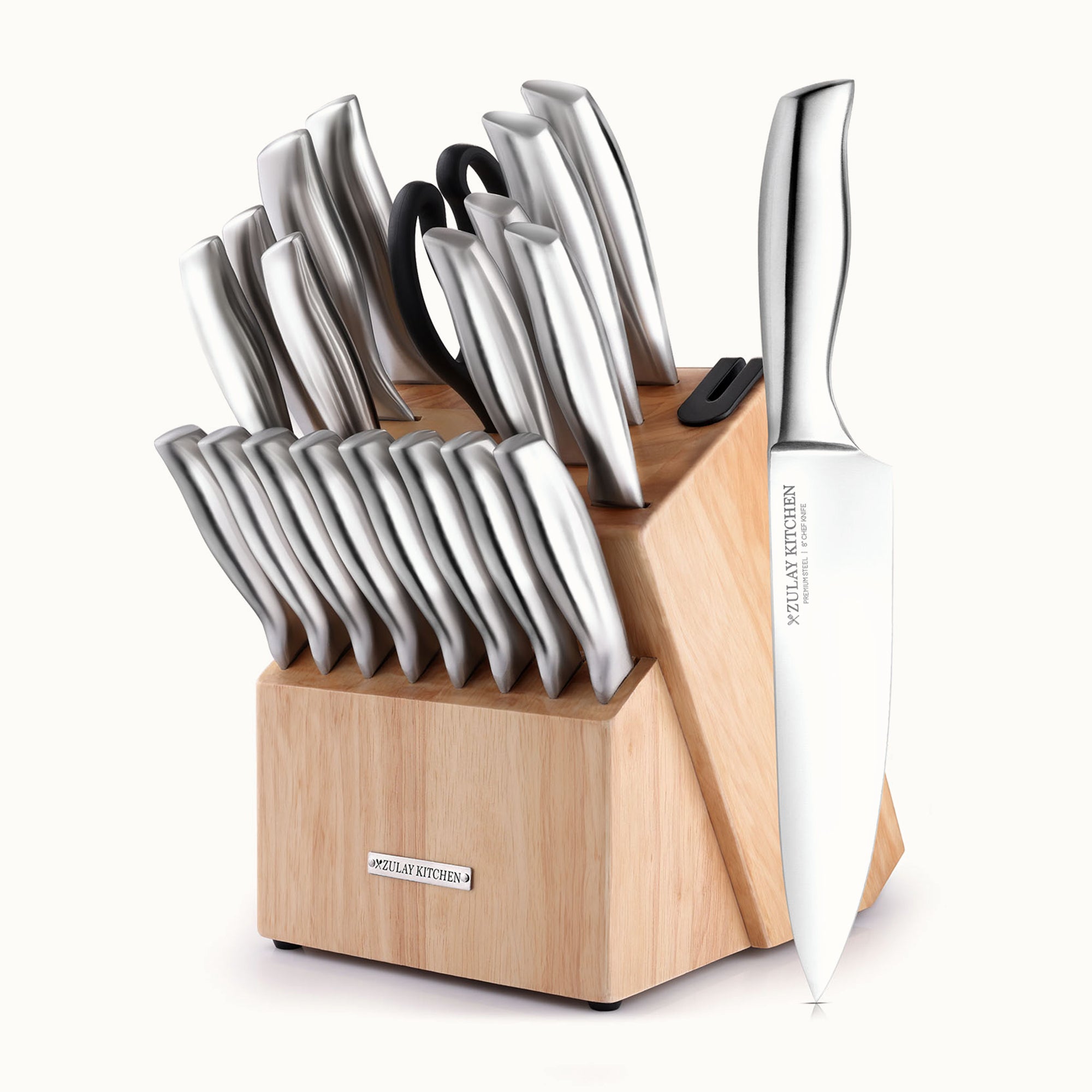 Stainless Steel Kitchen Knife Set 20pc Light Brown by Zulay Kitchen