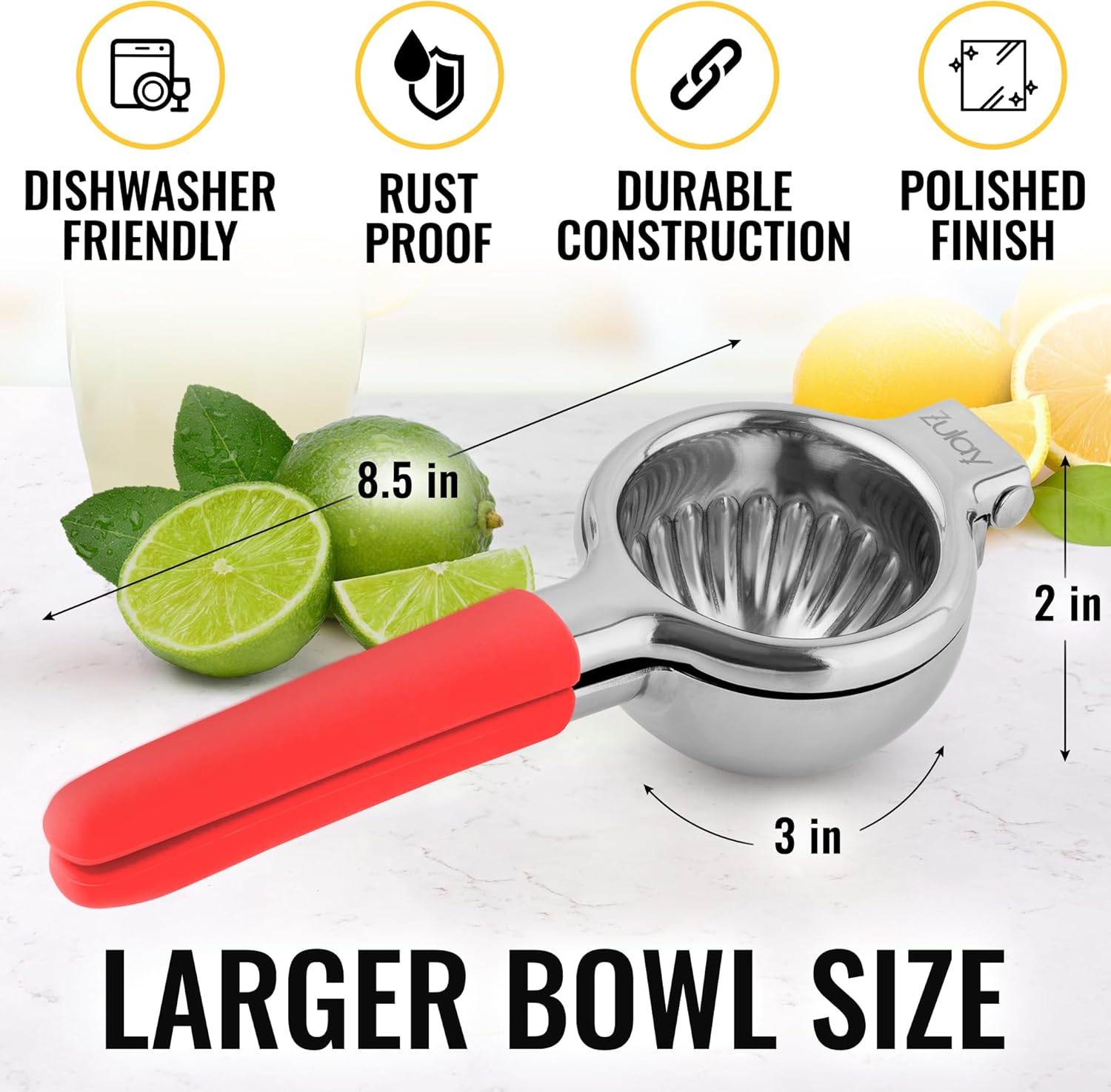 Stainless Steel Lemon Squeezer with Large Bowl Size by Zulay Kitchen