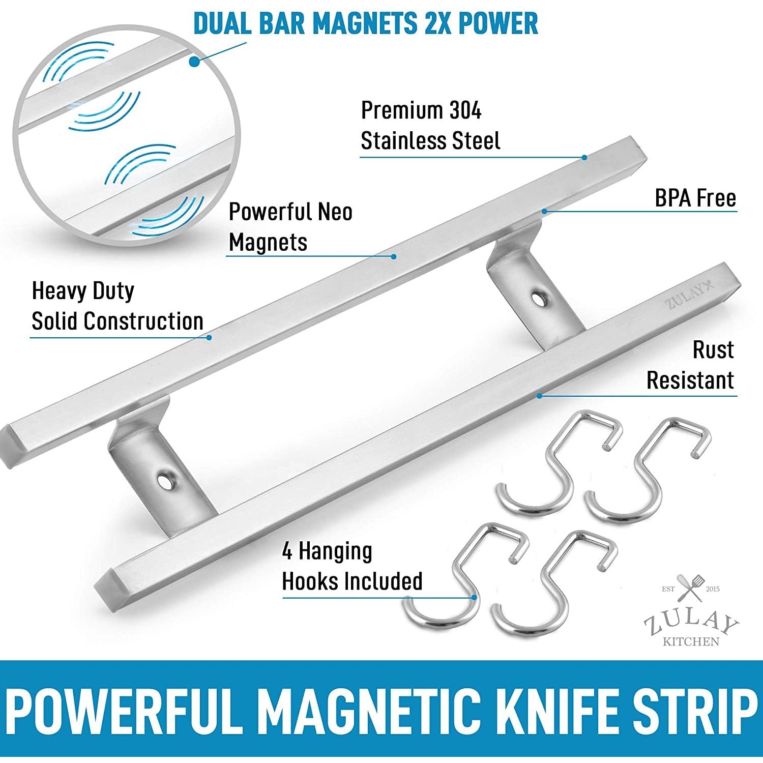 Powerful Magnetic Strip Knife Holder by Zulay Kitchen