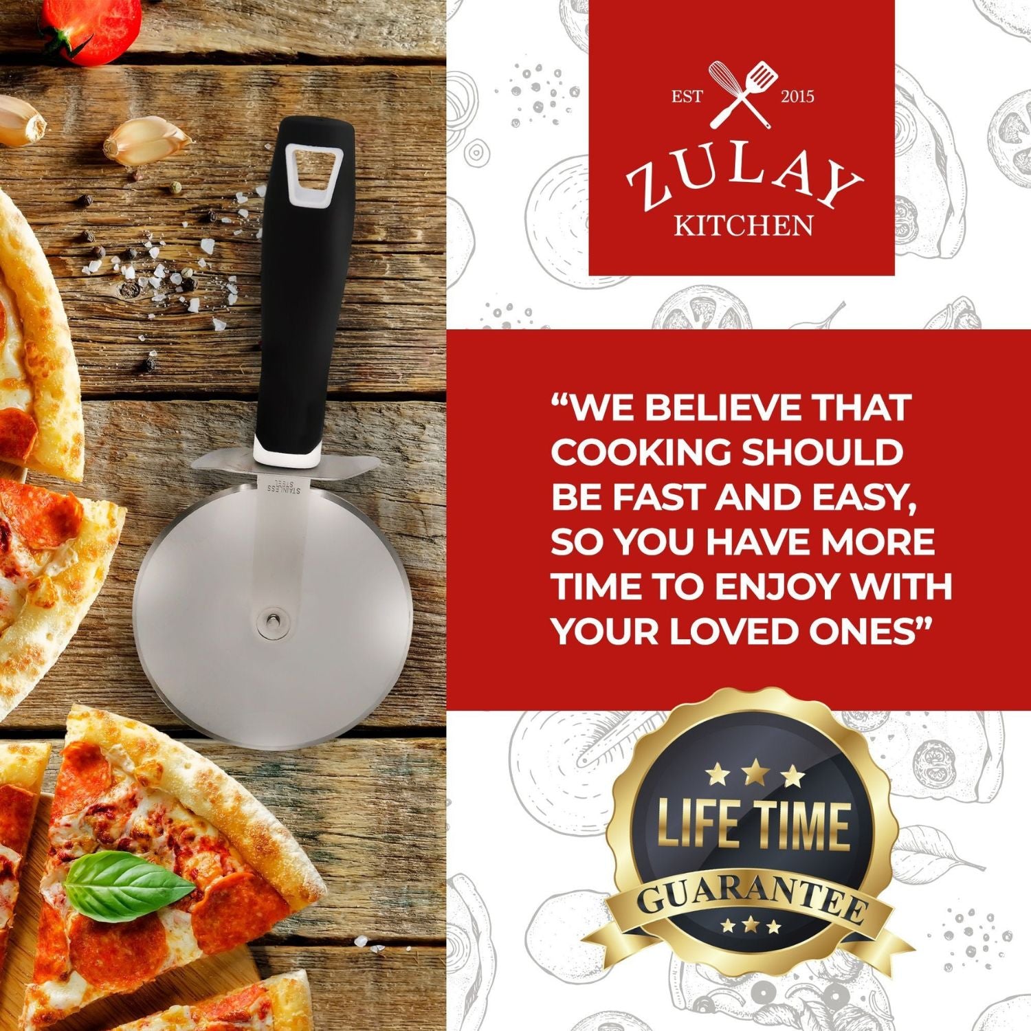 Pizza Cutter Wheel Eases Slicing and Serving by Zulay Kitchen