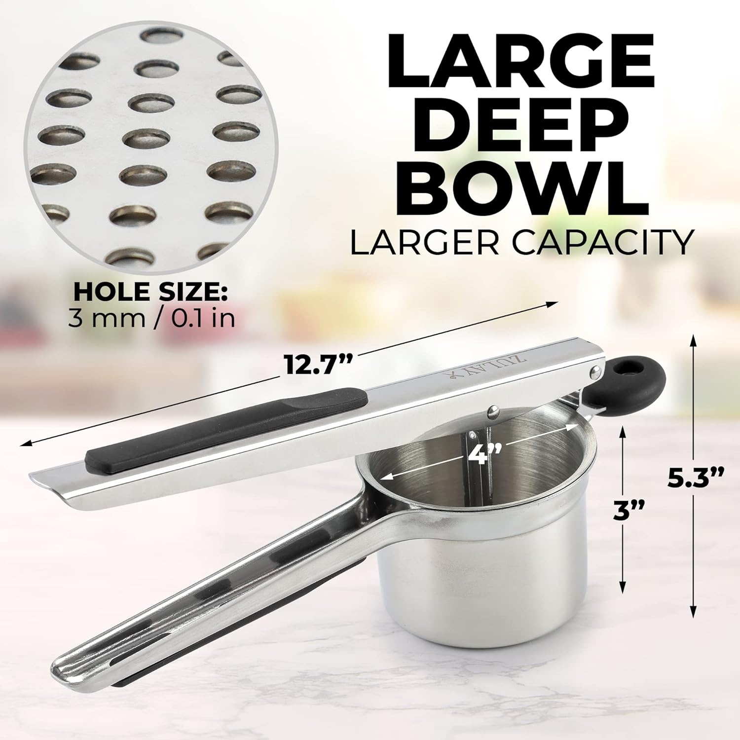 Large Deep Bowl Potato Ricer by Zulay Kitchen