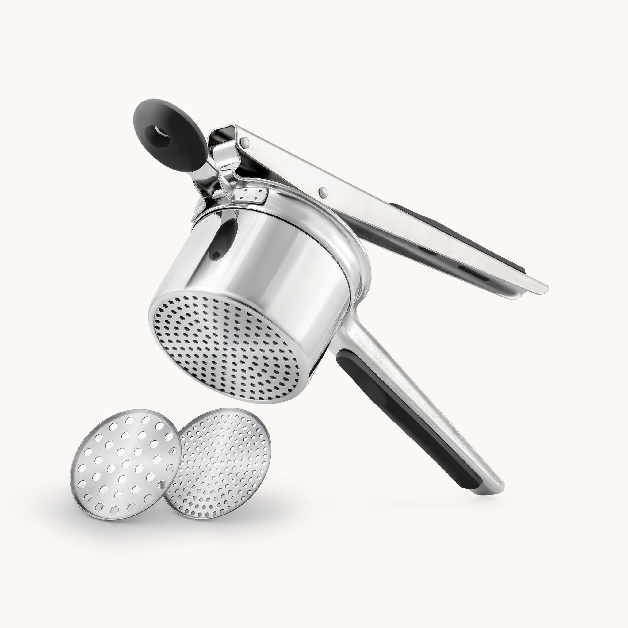 Stainless Steel Potato Ricer - 2 Disc Silver/Black by Zulay Kitchen
