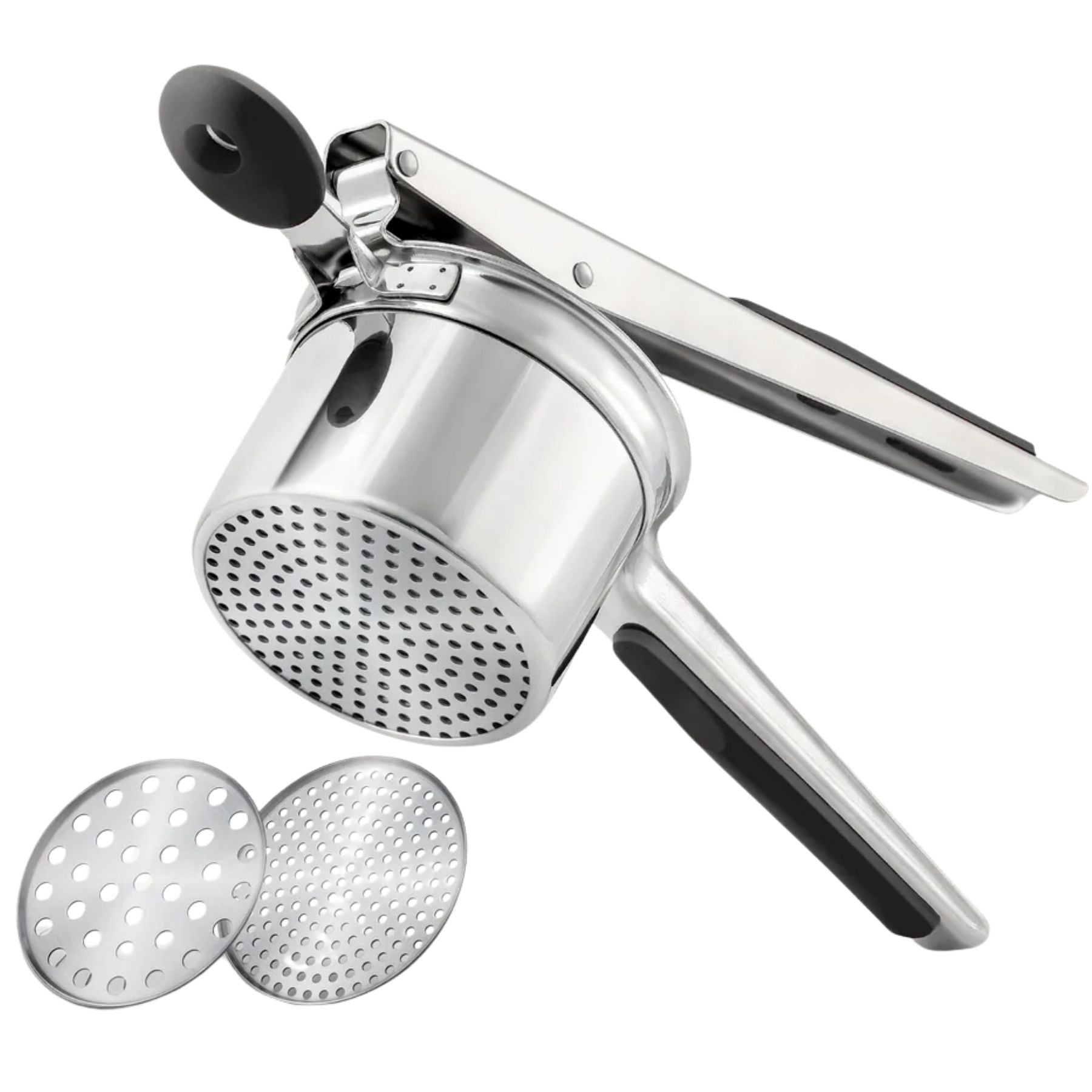 Stainless Steel Potato Ricer - 2 Disc Silver/Black by Zulay Kitchen